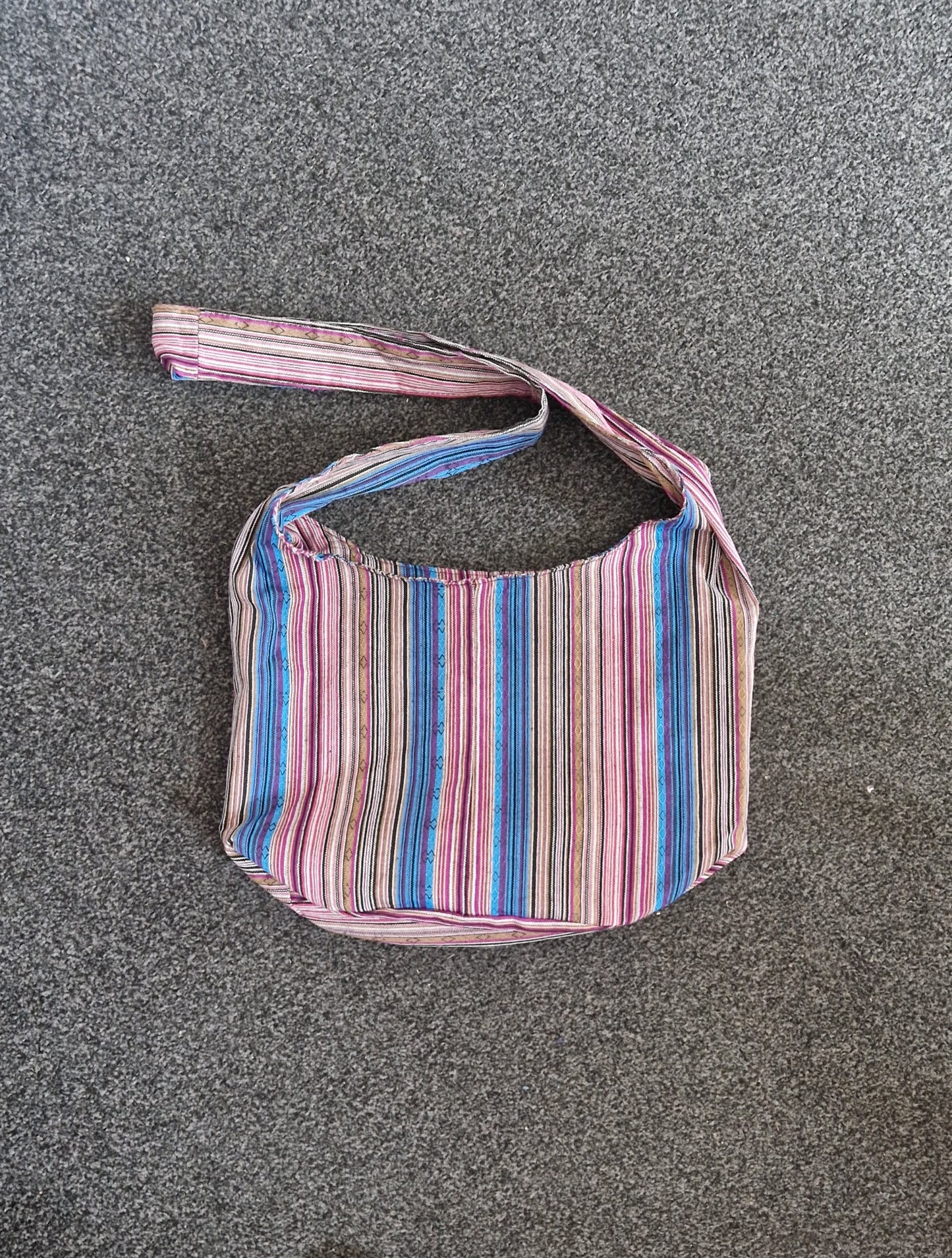 Large Stripey Crossbody Bucket Bag