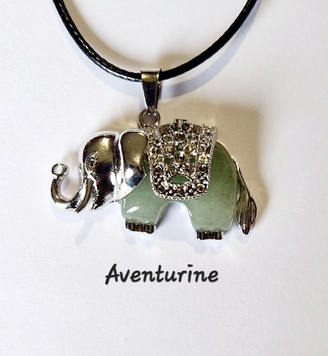 Elephant Gemstone Pendant Necklace
