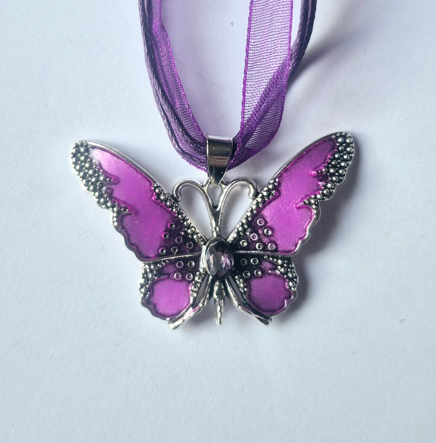 Ribbon and Cord Butterfly Necklaces