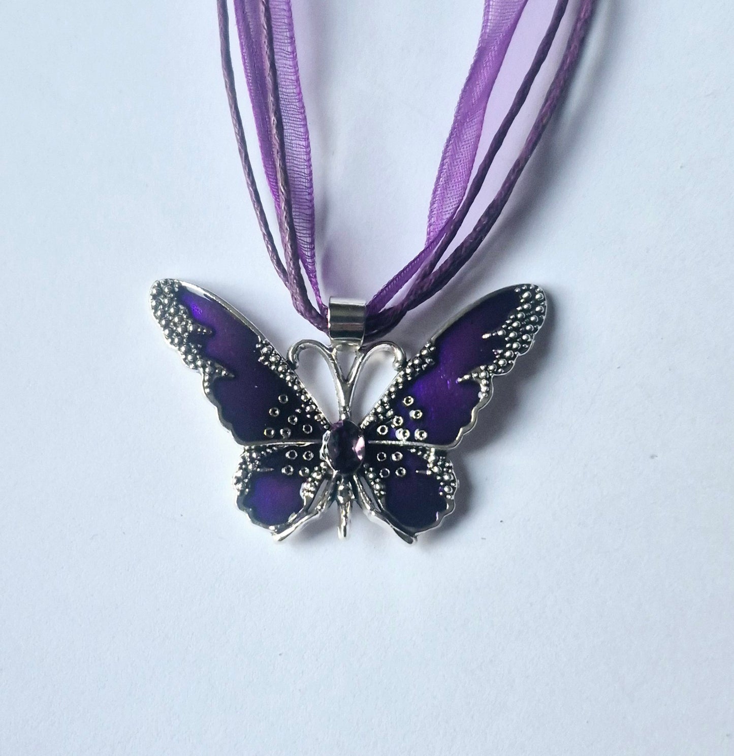 Ribbon and Cord Butterfly Necklaces