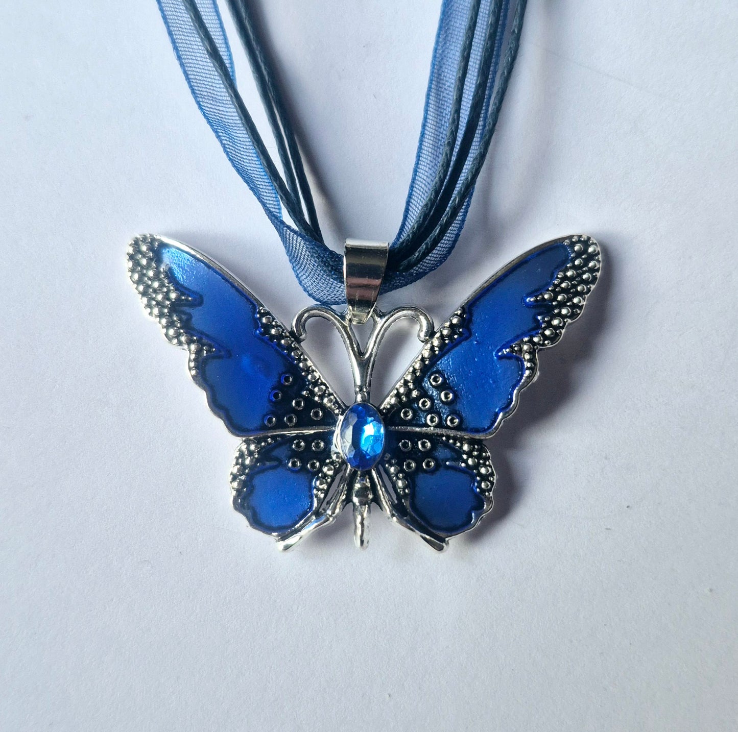 Ribbon and Cord Butterfly Necklaces