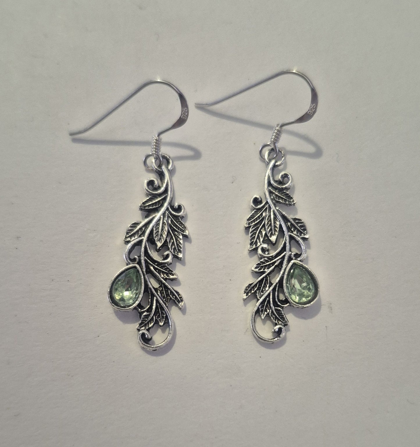 Green Stone Leaf Earrings