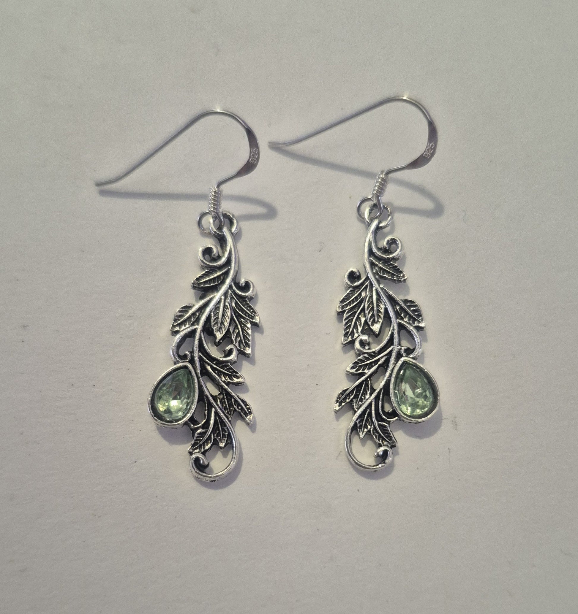 Green Stone Leaf Earrings