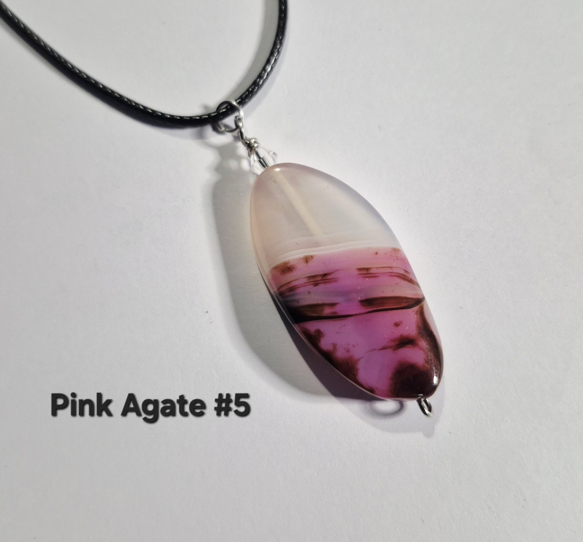 Pink Agate Pendant Necklaces