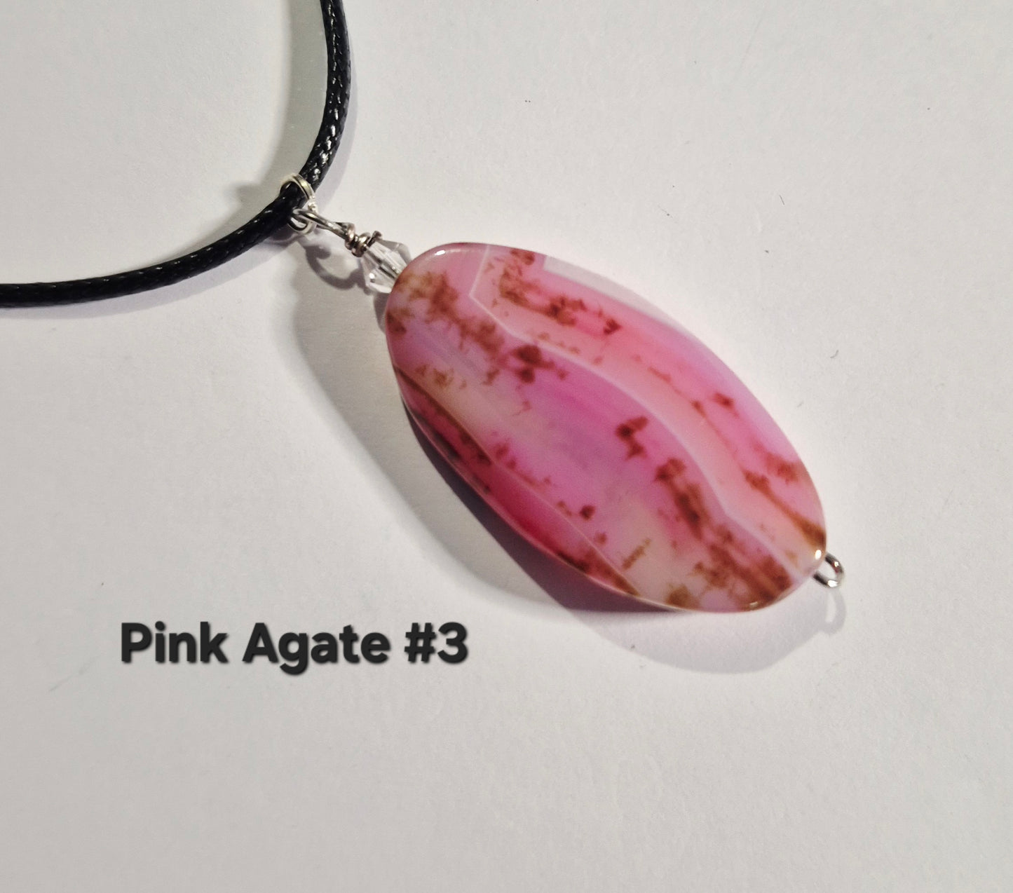 Pink Agate Pendant Necklaces