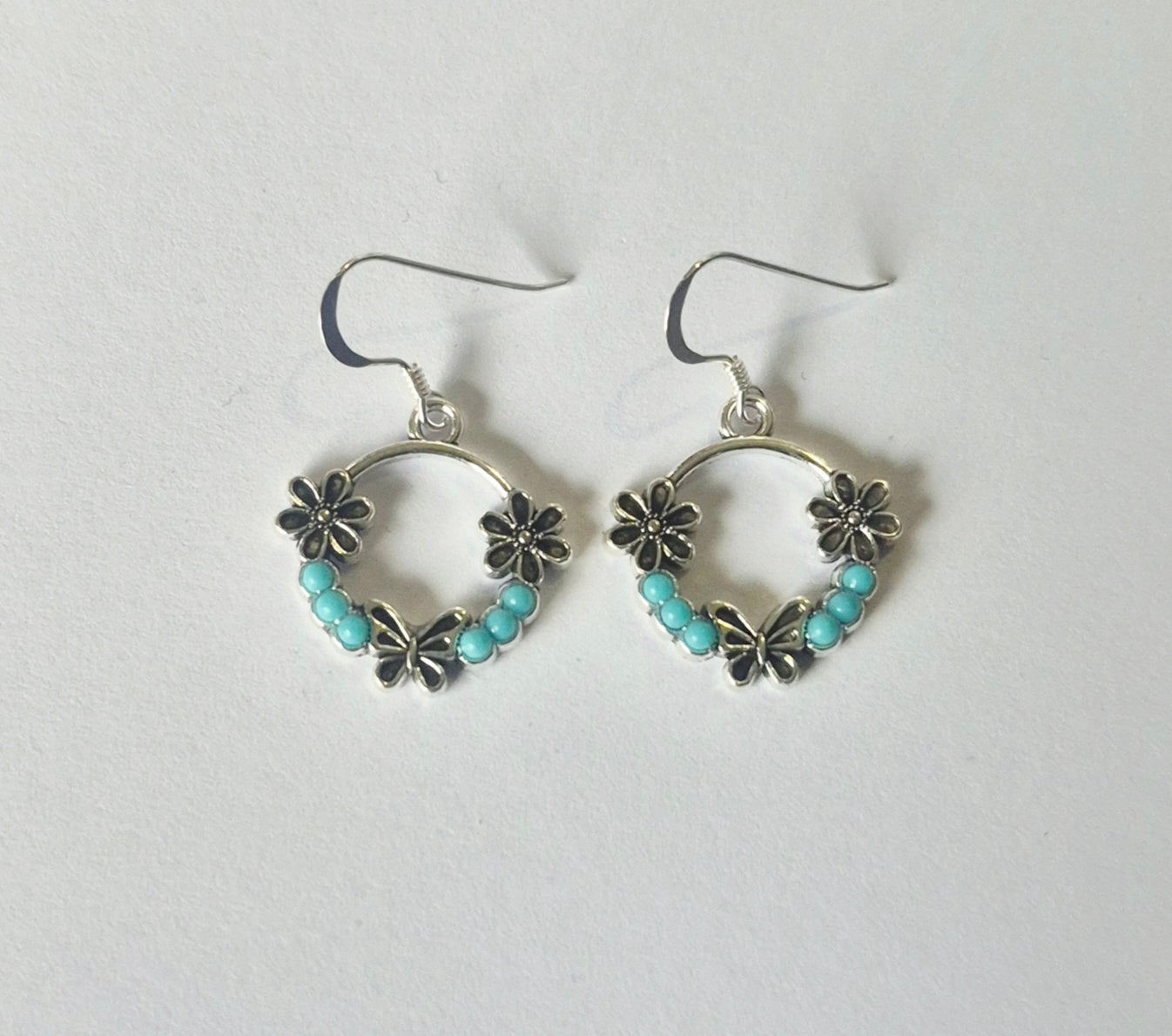 Turquoise Flower Wreath Earrings