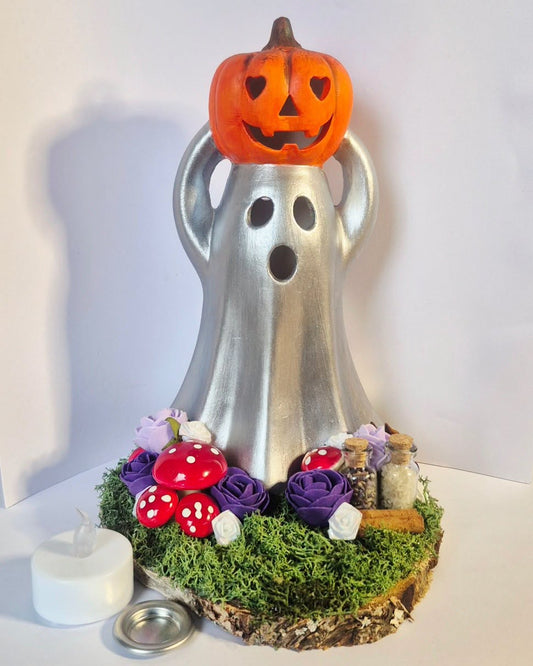 LED Candle and Cone Burner Pumpkin Ghostie