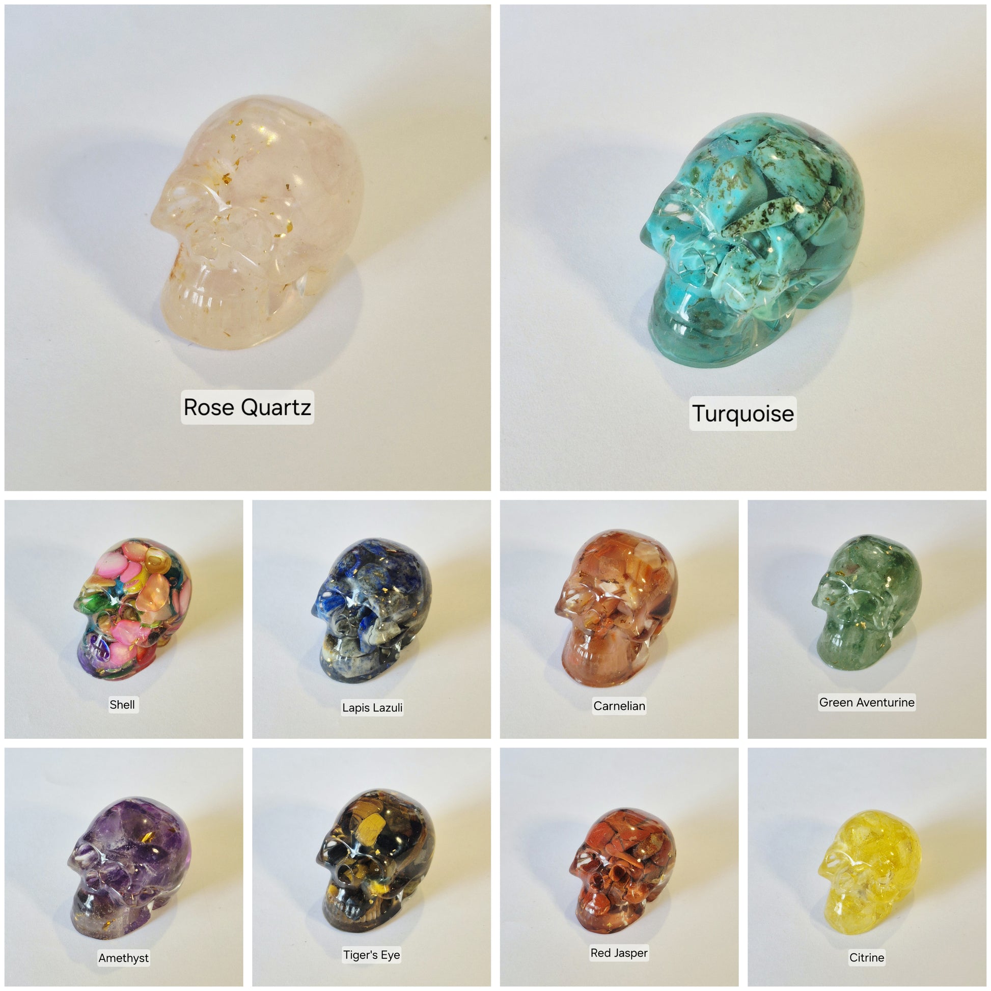 Gemstone Chip Resin Skulls