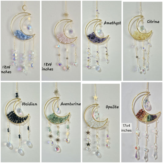 Gemstone Moon Suncatchers