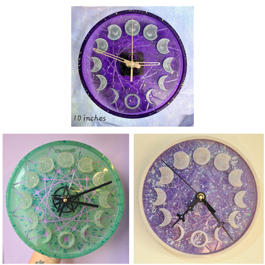 Moon Phases Resin Clocks