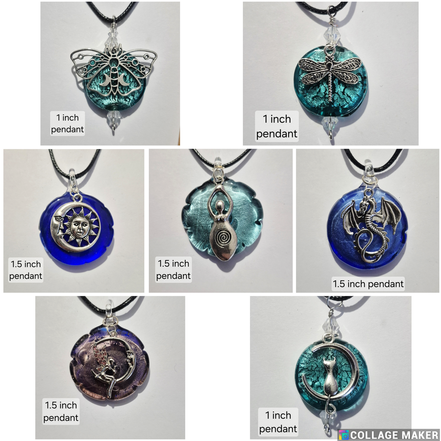 Crackle Glass Pendant Necklaces