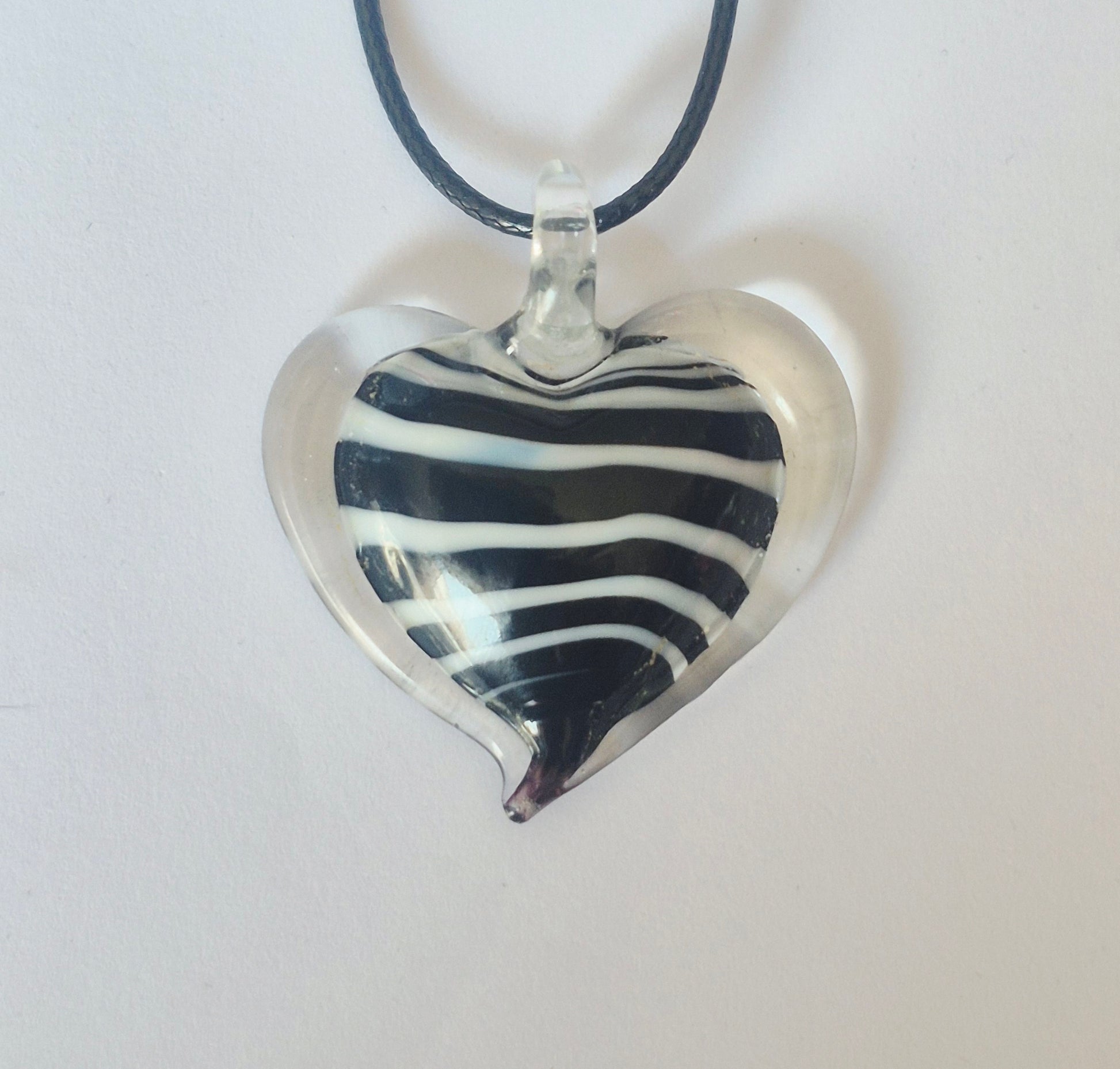 Striped Glass Heart Necklace