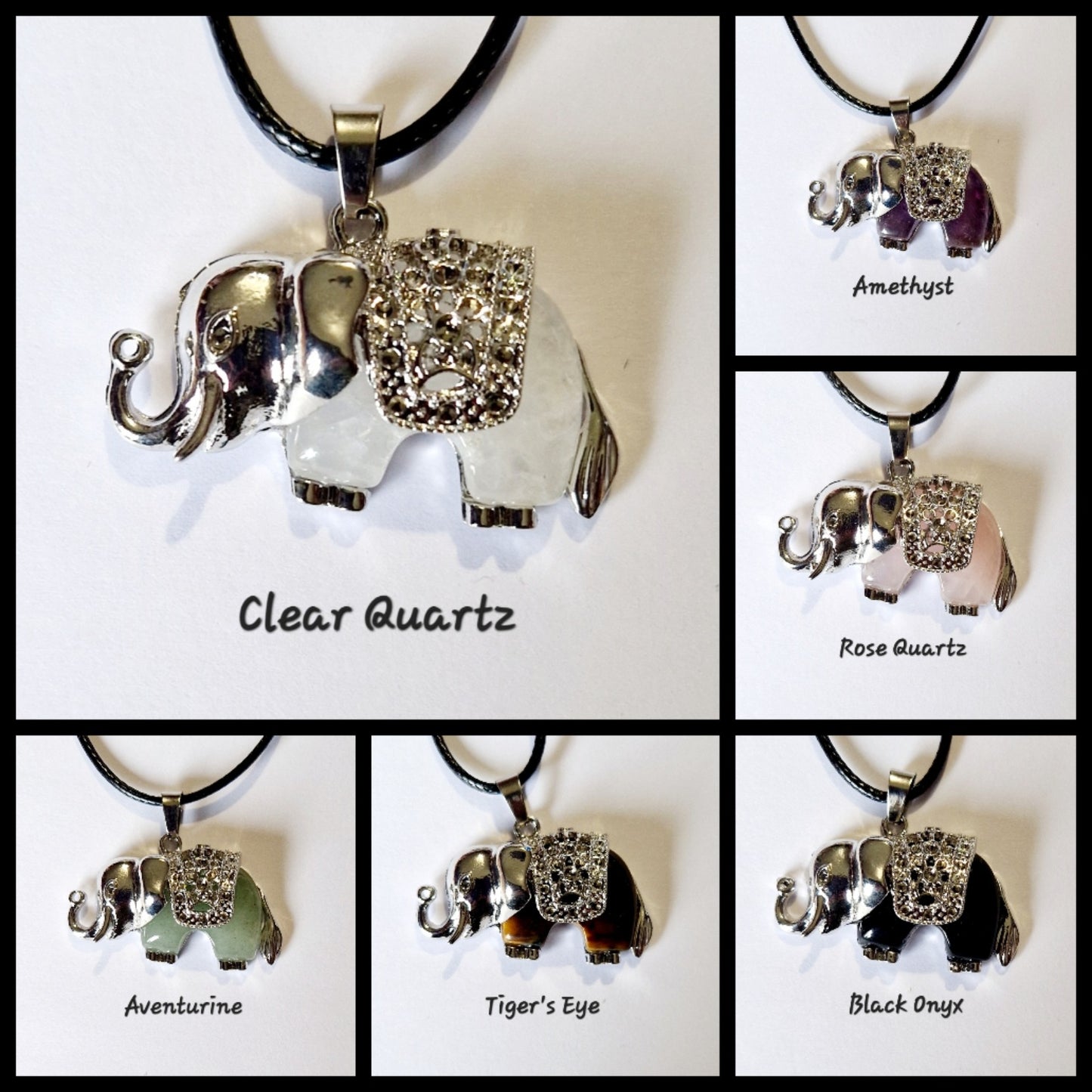 Elephant Gemstone Pendant Necklace