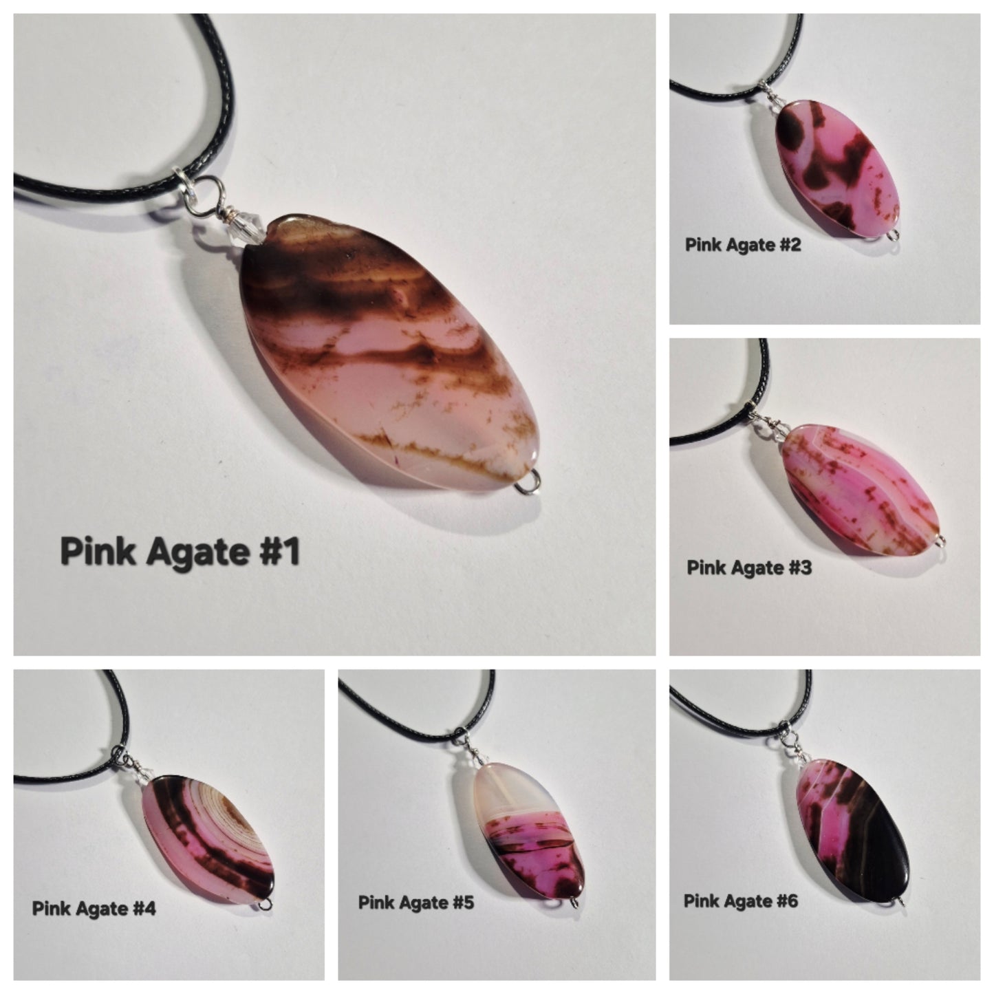 Pink Agate Pendant Necklaces