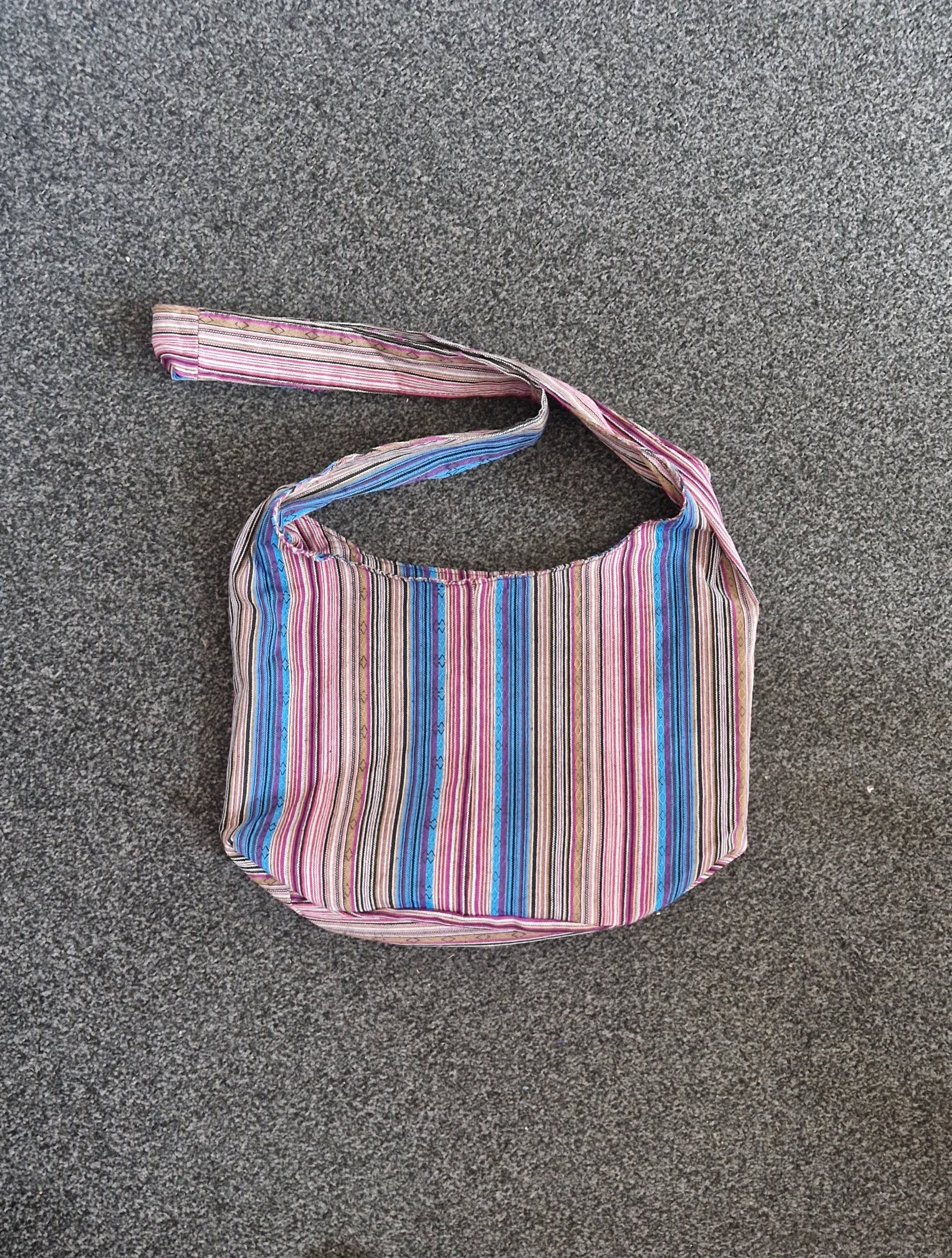 Large Stripey Crossbody Bucket Bag