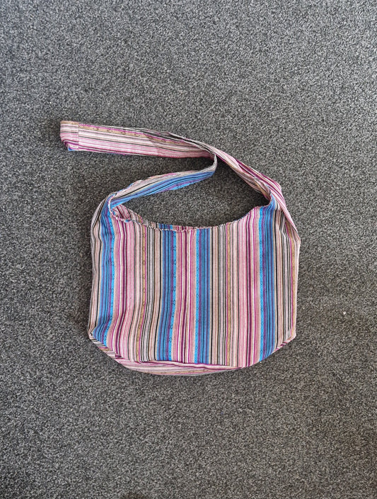 Large Stripey Crossbody Bucket Bag