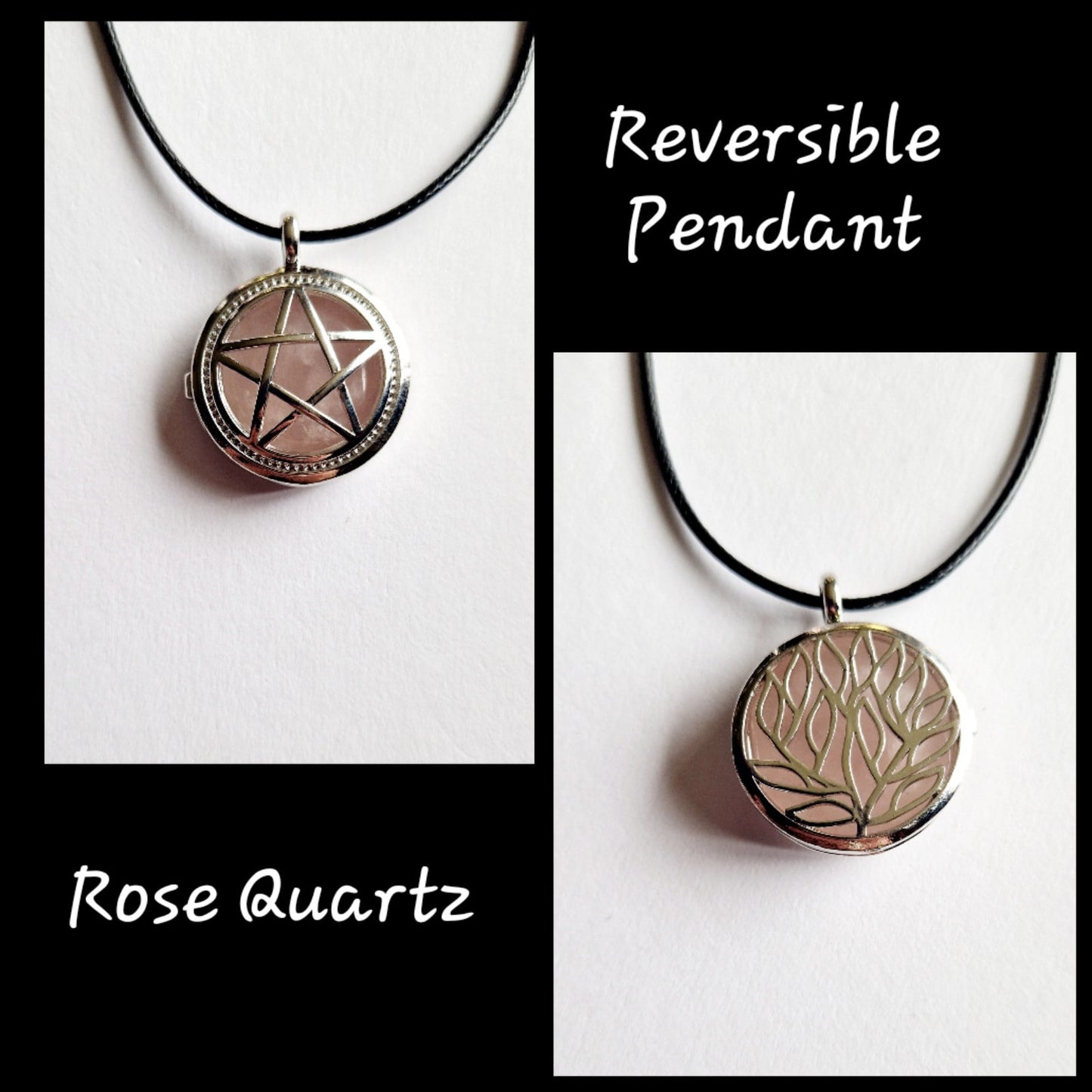 Reversible Gemstone Pendant – Pentagram &amp; Tree of Life