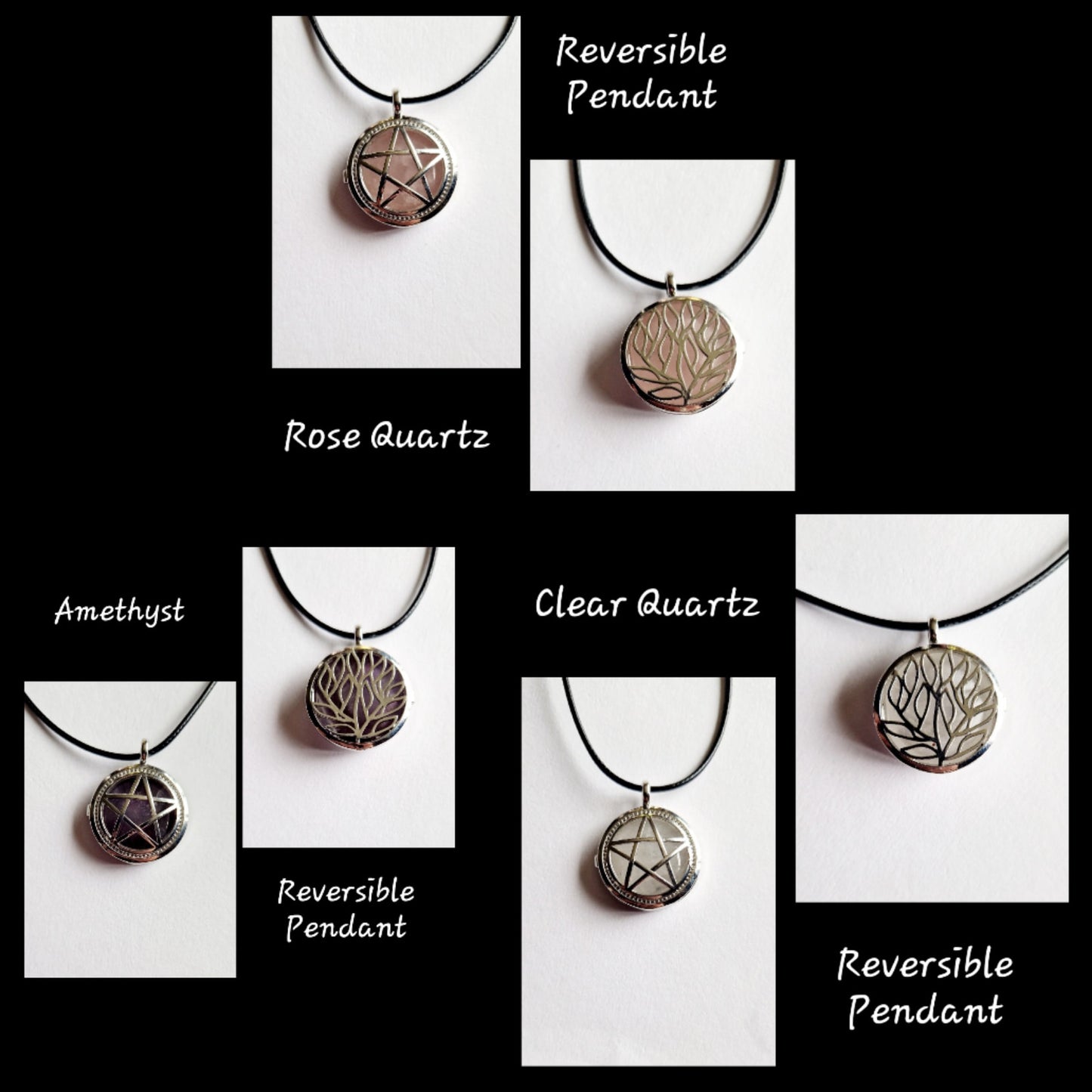 Reversible Gemstone Pendant – Pentagram &amp; Tree of Life
