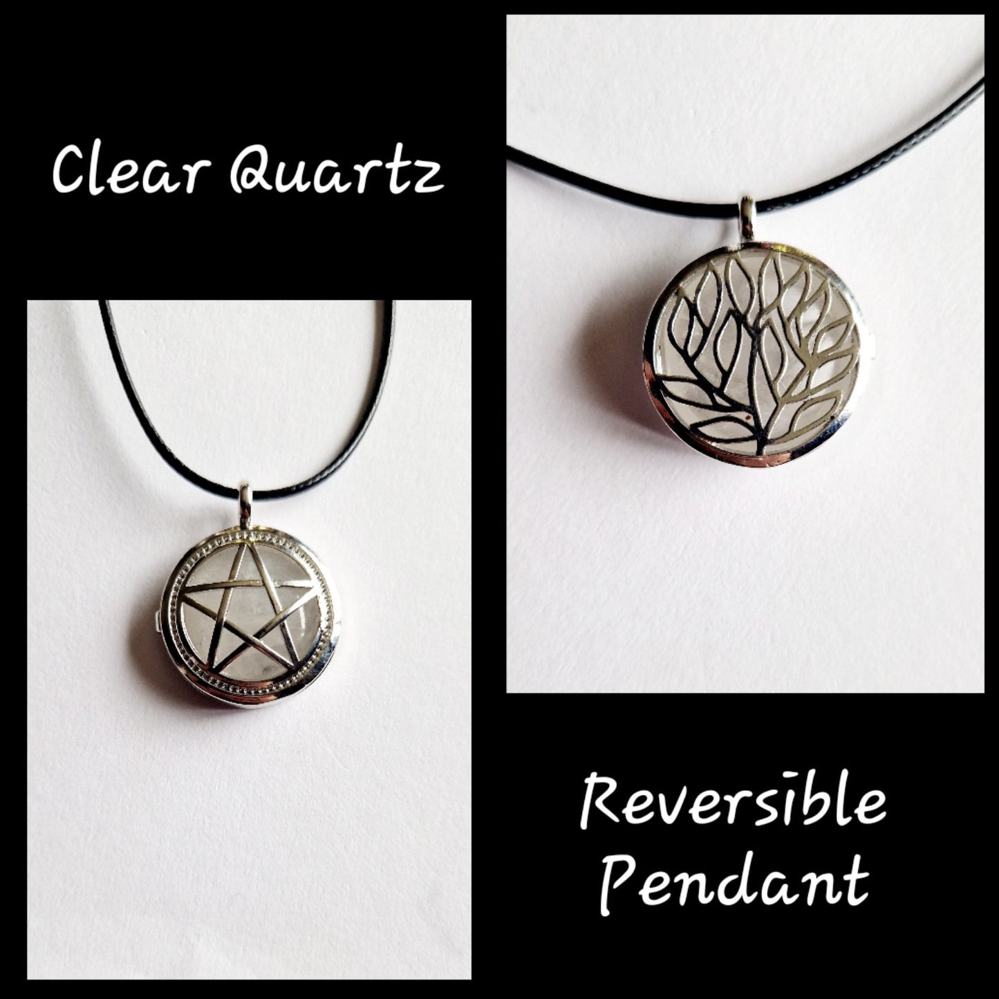 Reversible Gemstone Pendant – Pentagram &amp; Tree of Life
