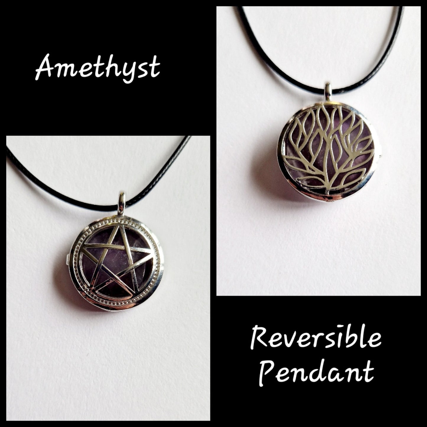 Reversible Gemstone Pendant – Pentagram &amp; Tree of Life