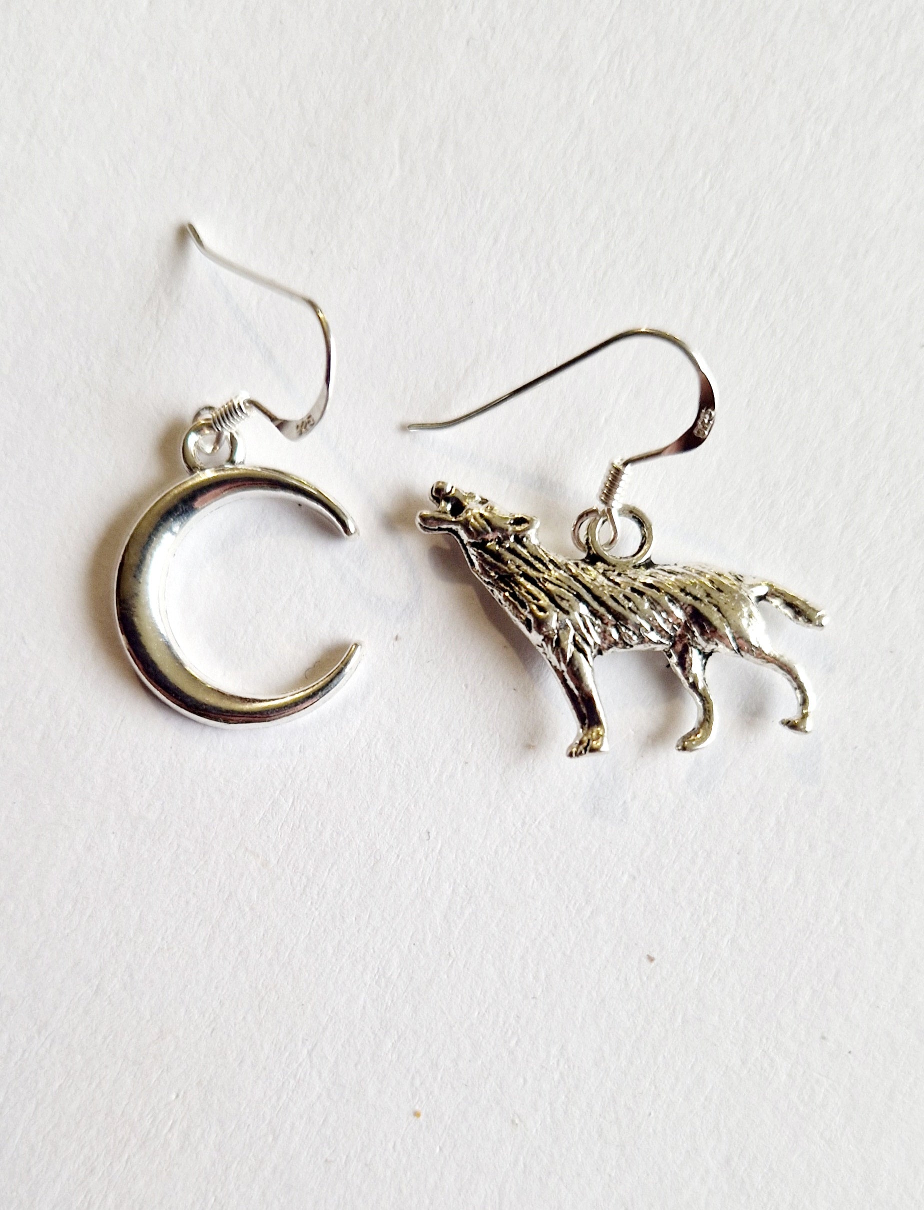 Moon and Wolf Earrings
