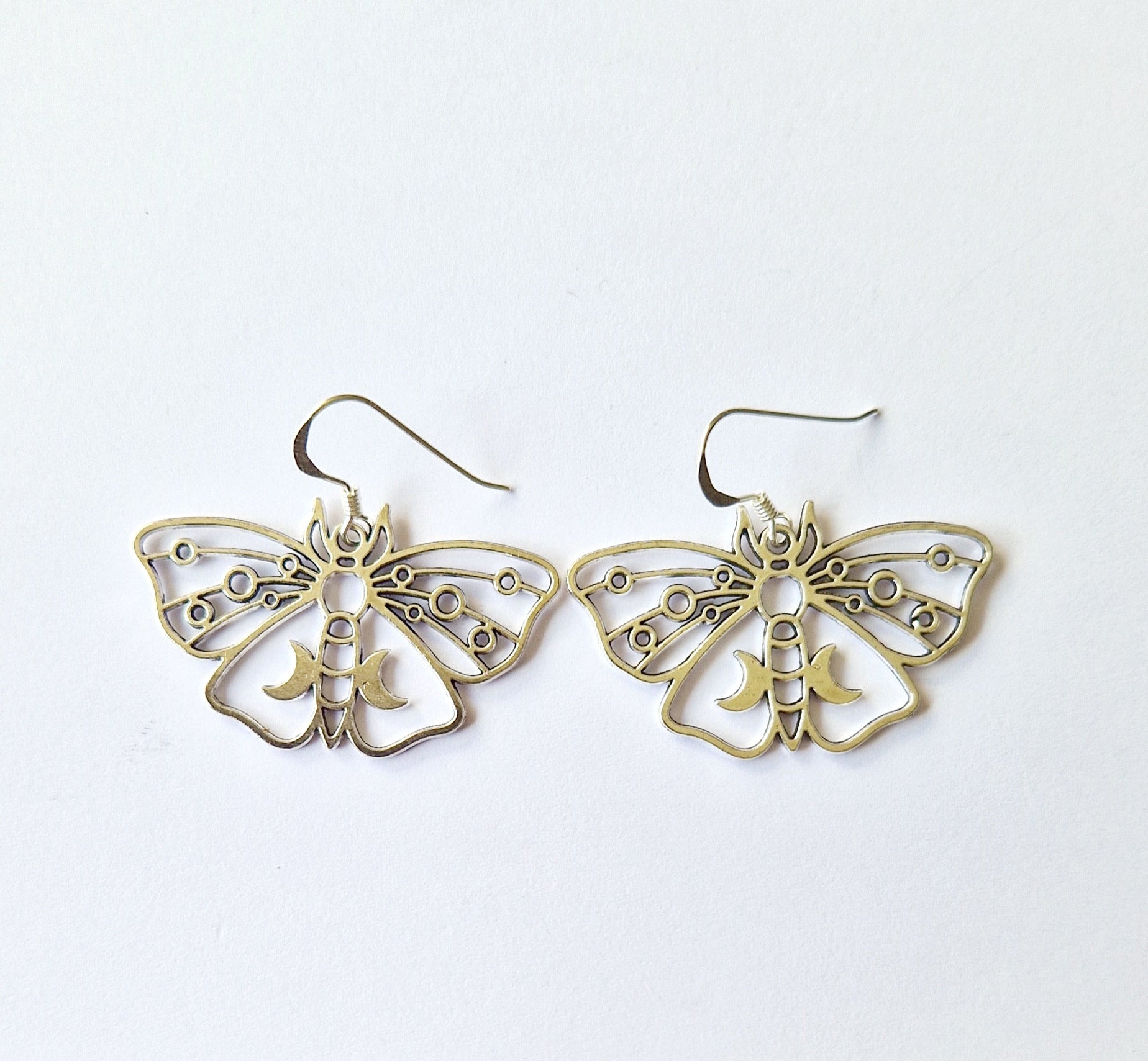 Moth and Moon Earrings