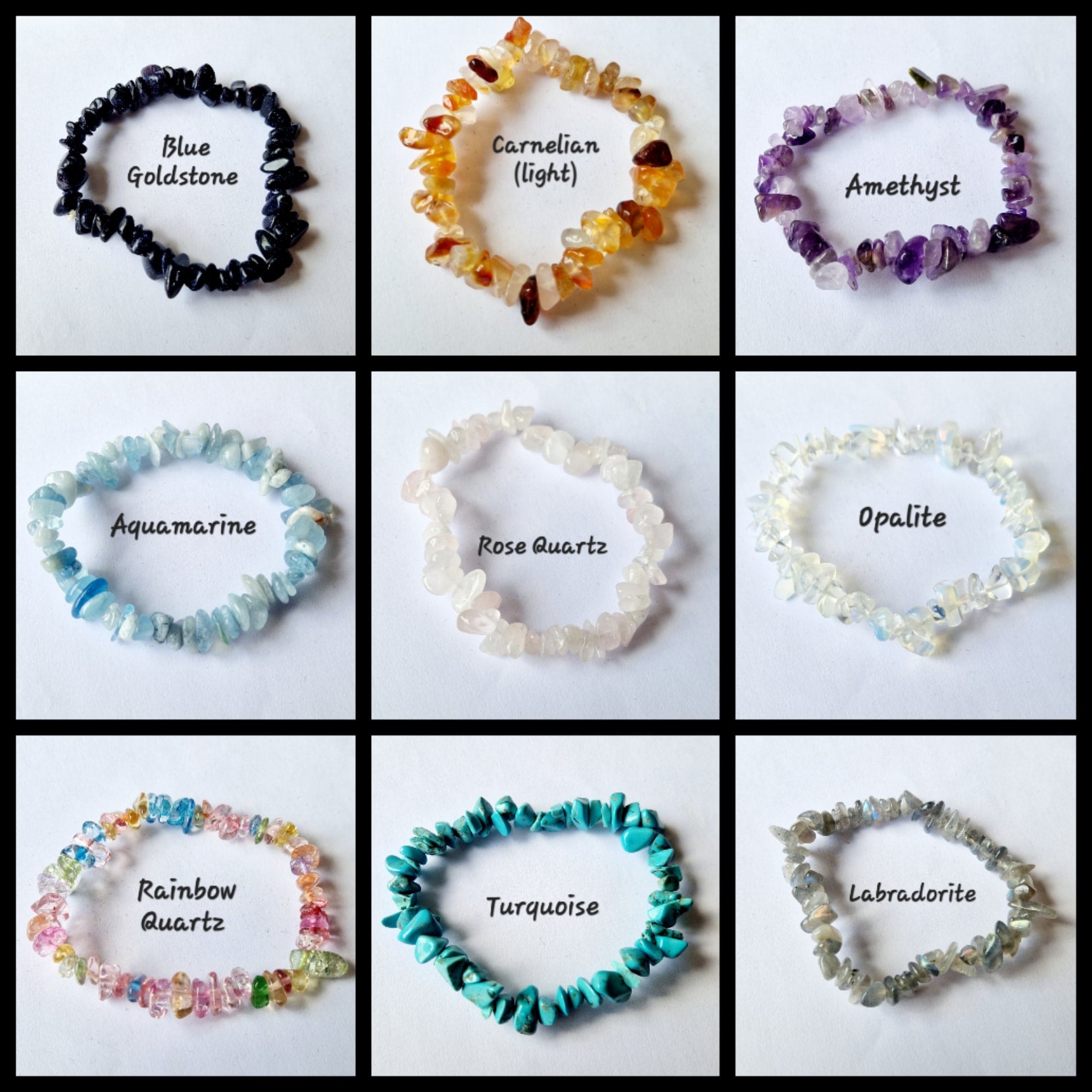 Gemstone Chip Elasticated Bracelets