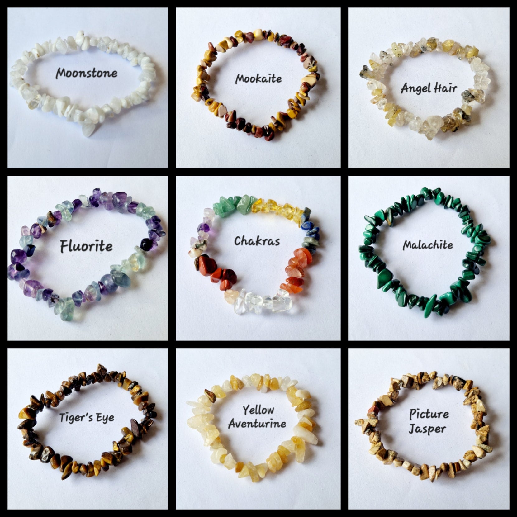 Gemstone Chip Elasticated Bracelets