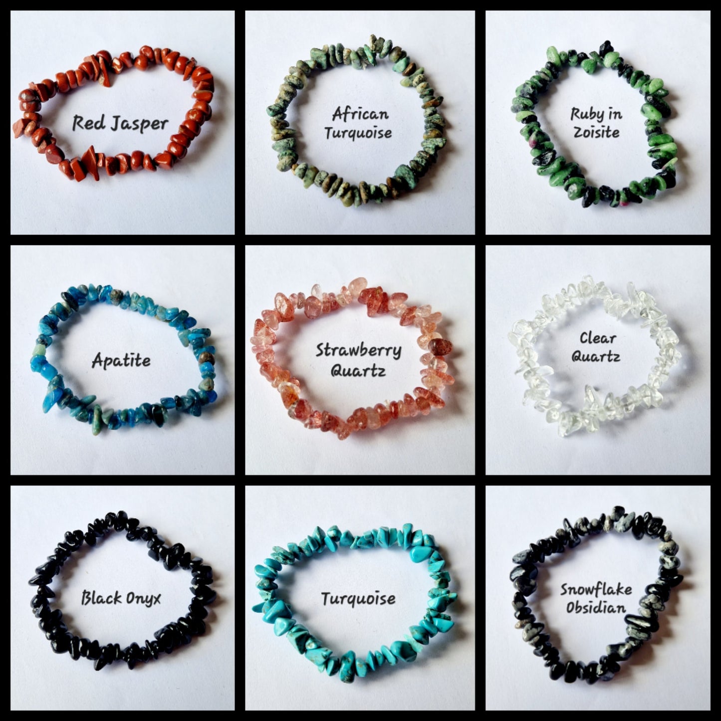 Gemstone Chip Elasticated Bracelets