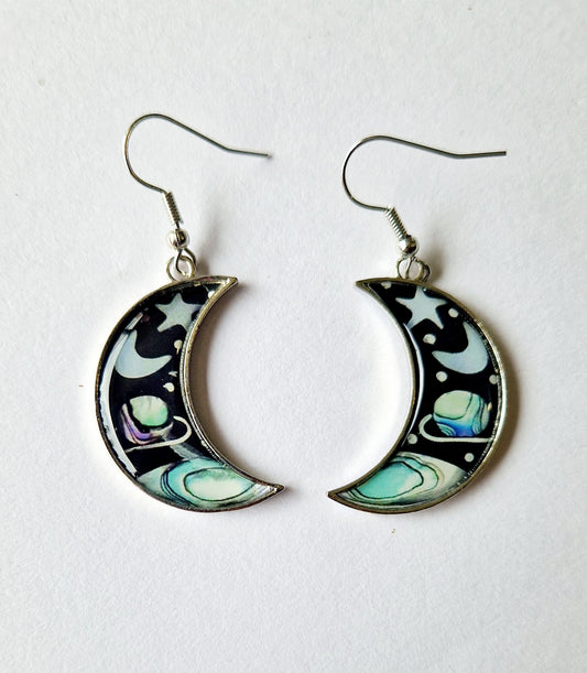 Cosmic Crescent Moon Earrings