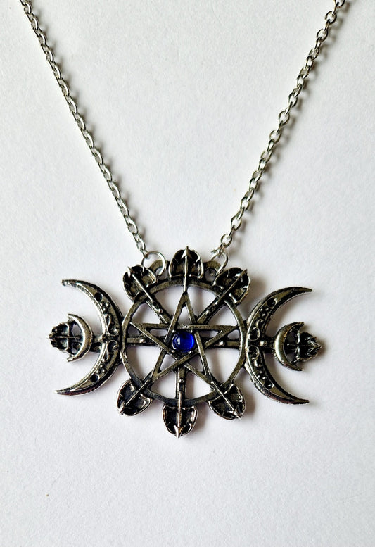 Triple Moon Pentagram Necklace