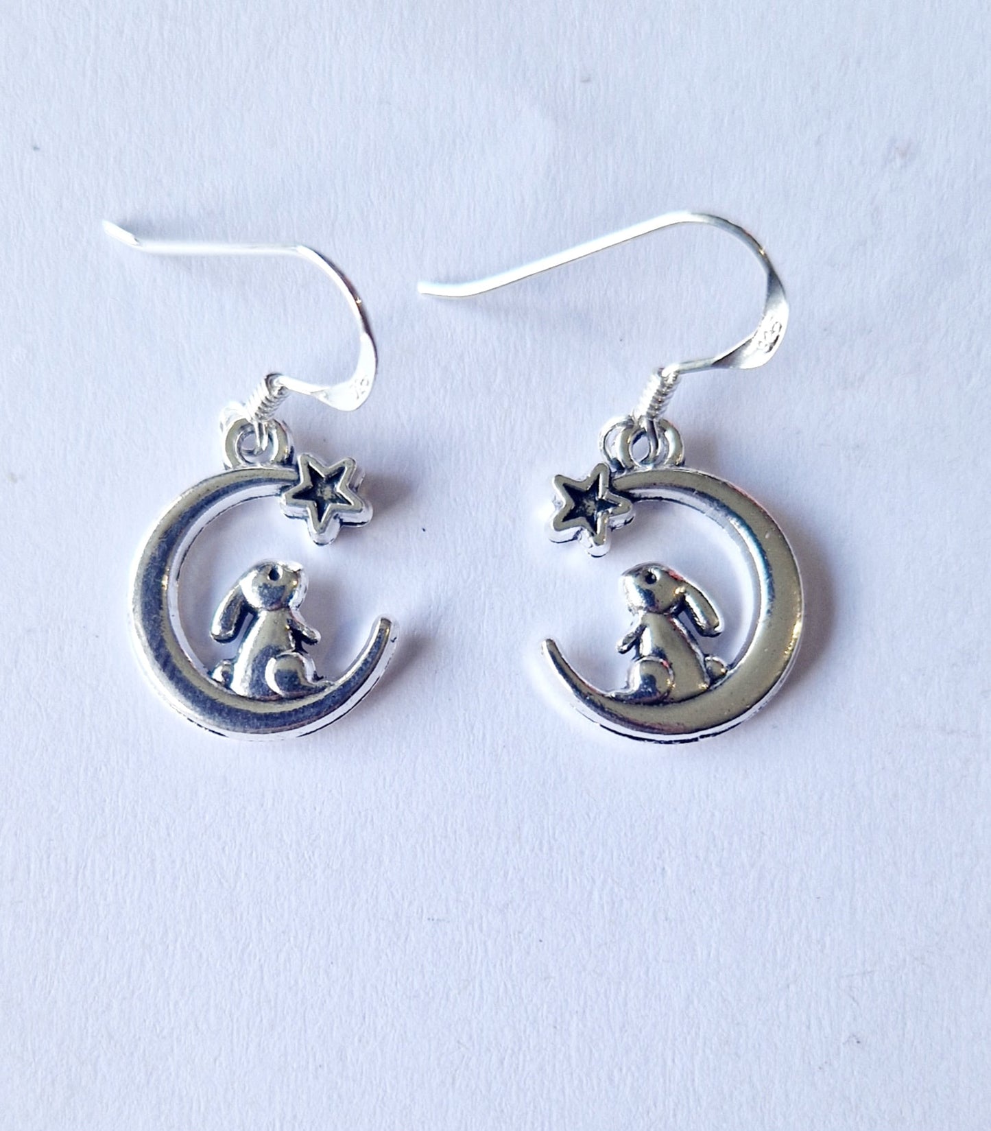 Crescent Moon and Hare Earrings