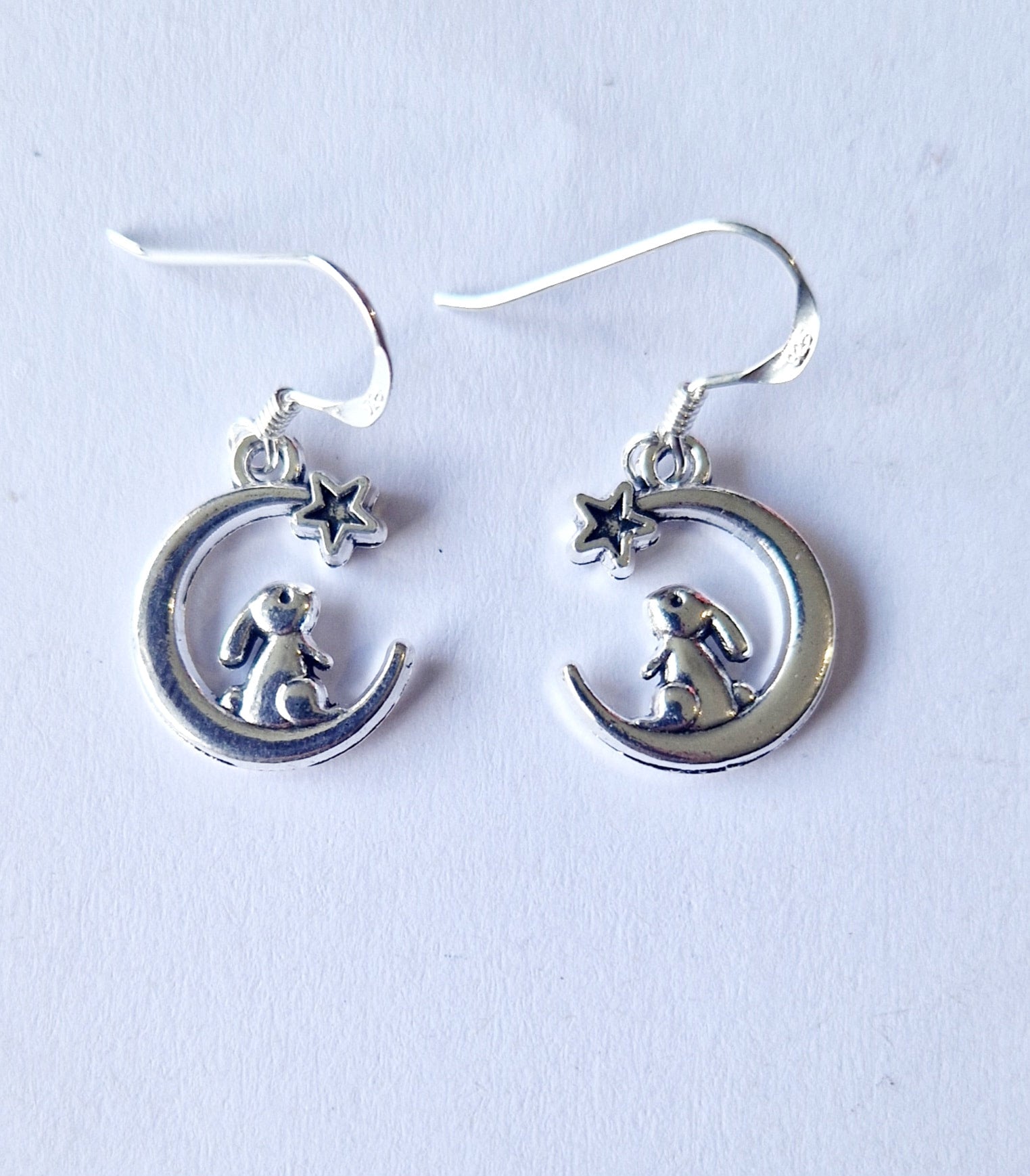 Crescent Moon and Hare Earrings
