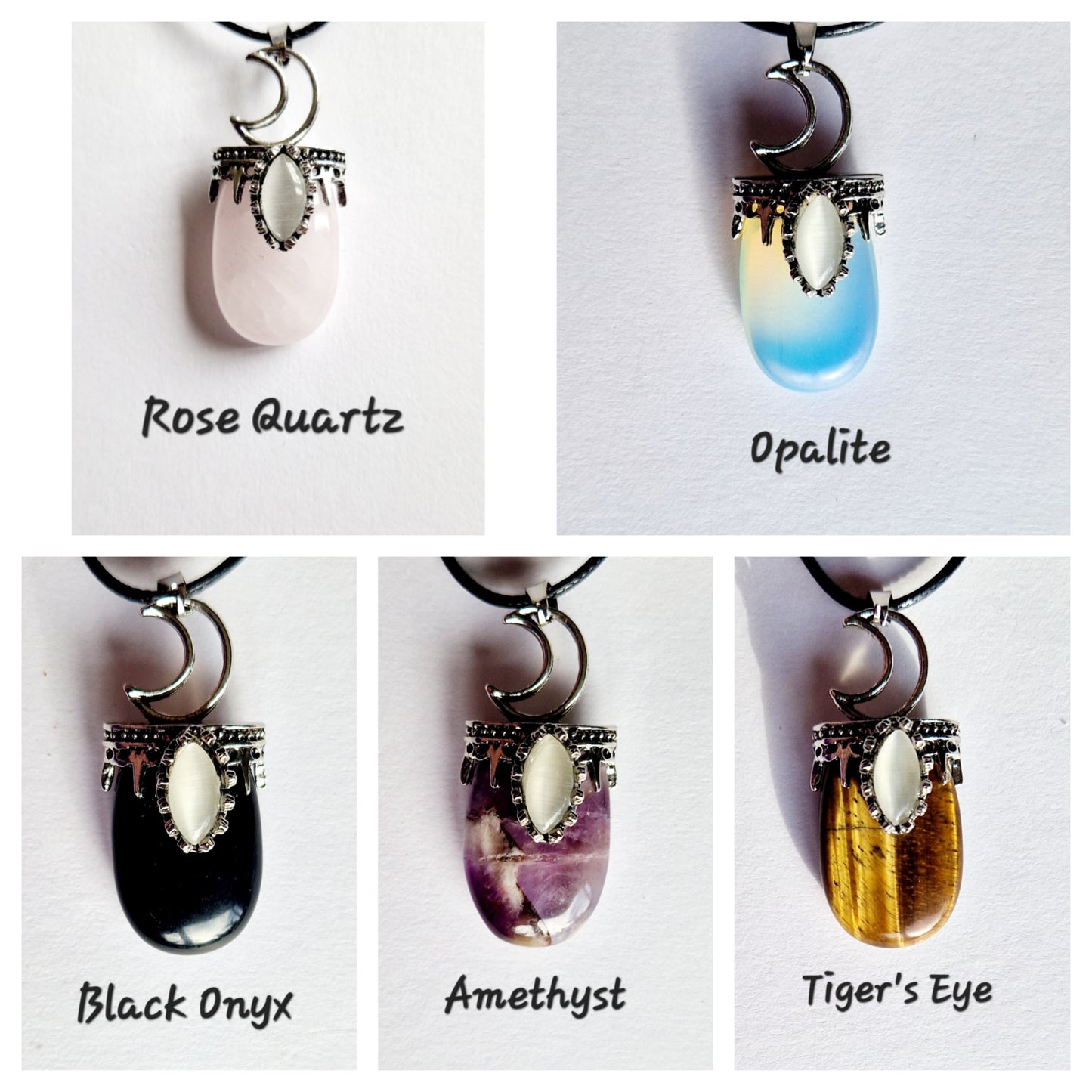 Crescent Moon Gemstone Pendant