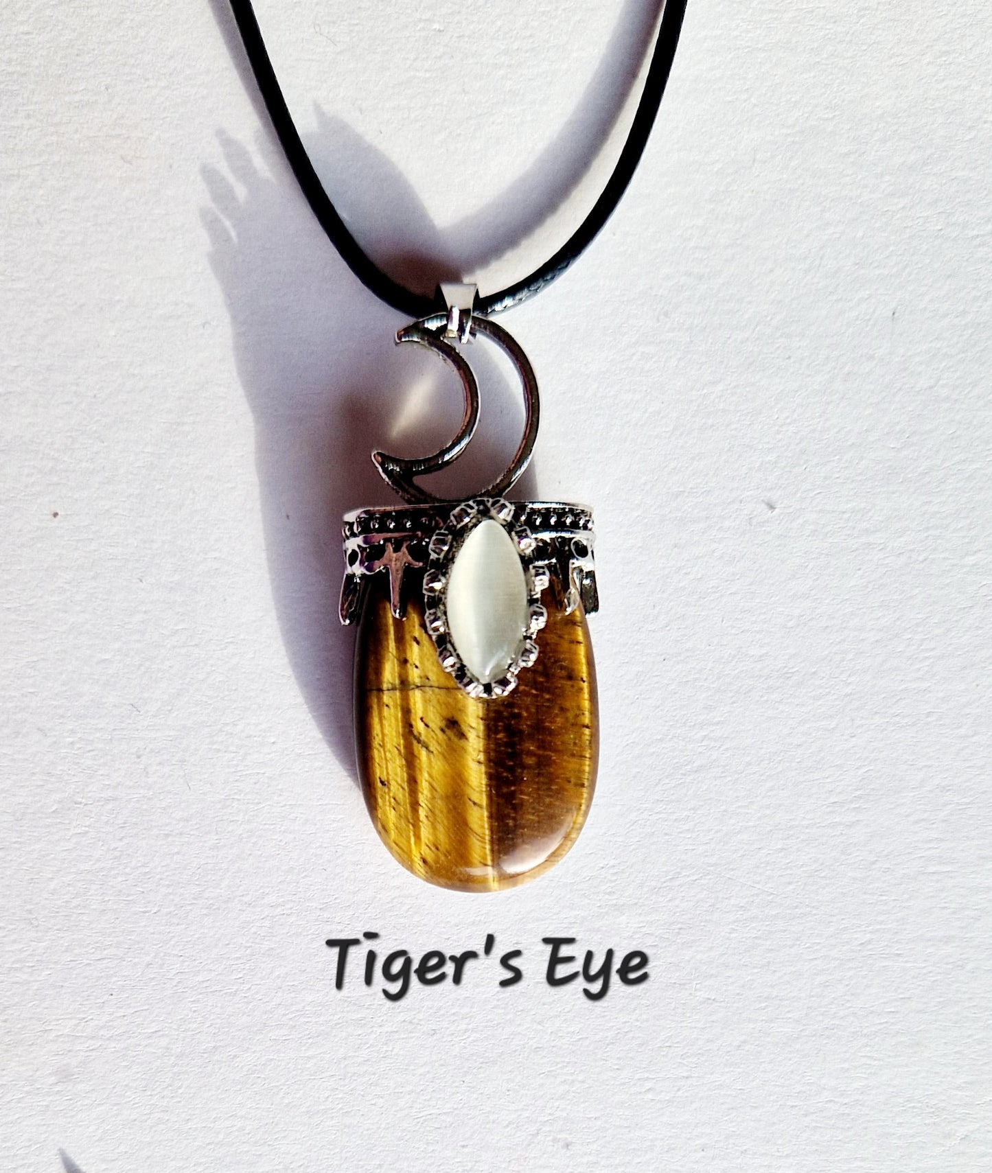 Crescent Moon Gemstone Pendant