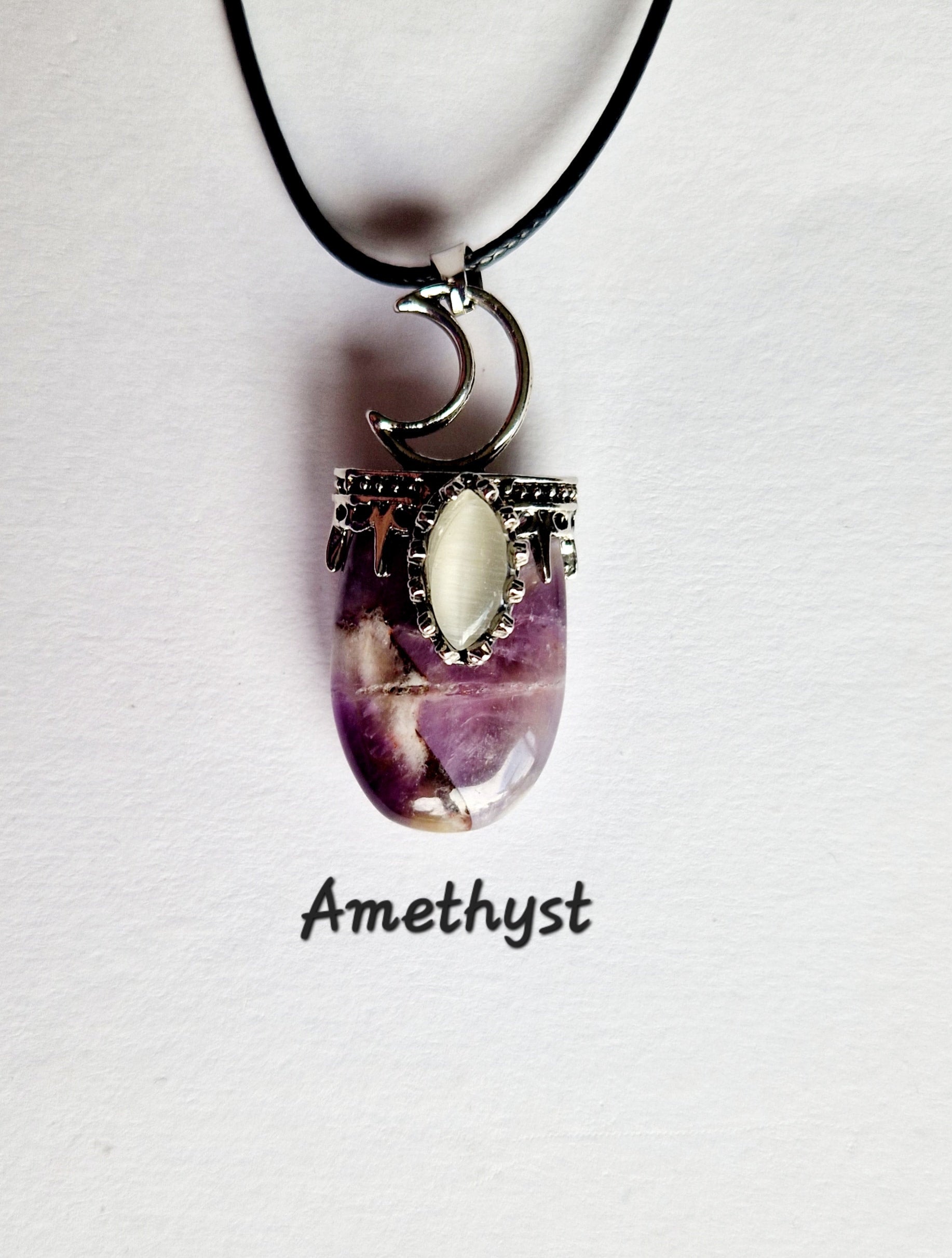 Crescent Moon Gemstone Pendant