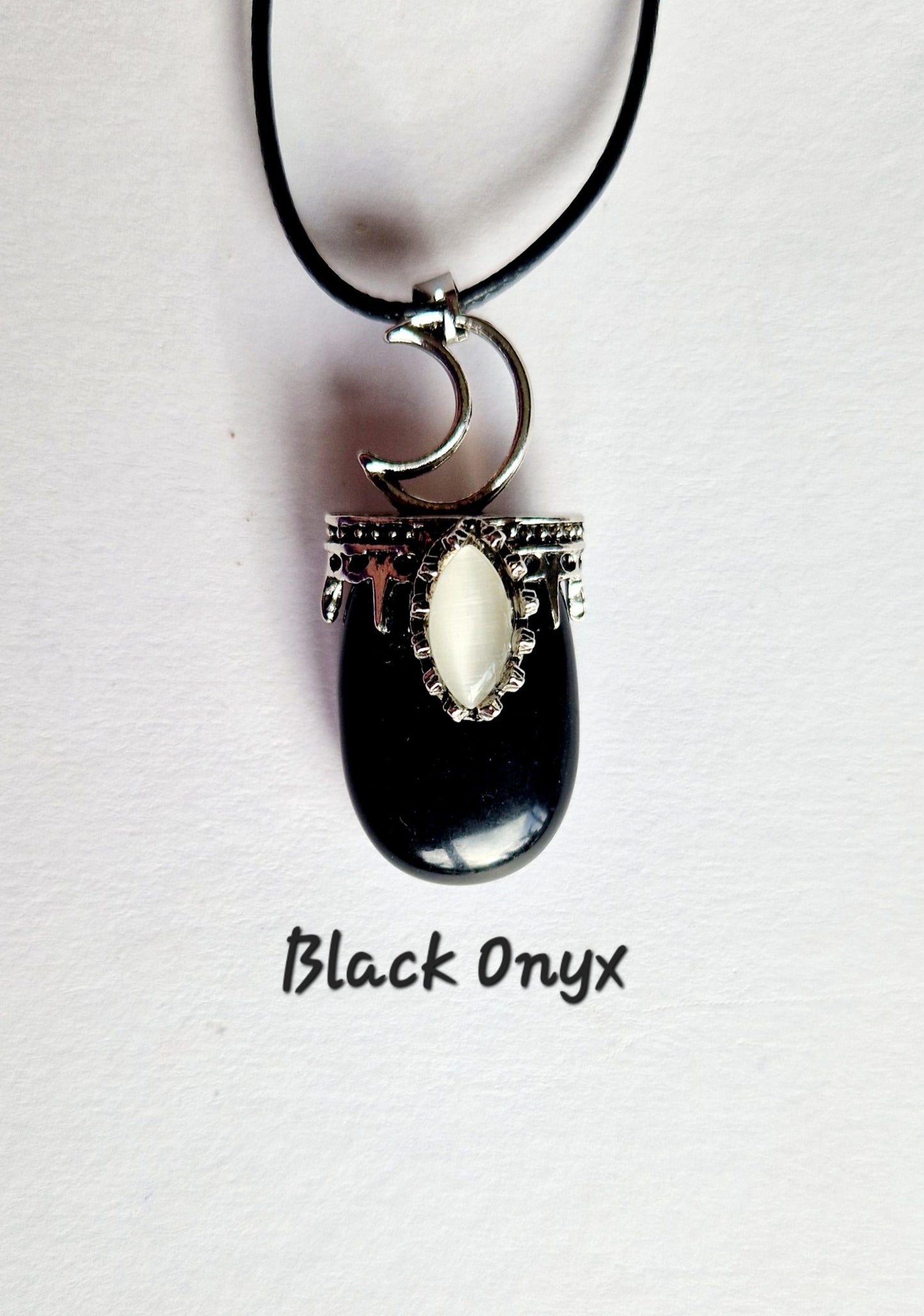 Crescent Moon Gemstone Pendant