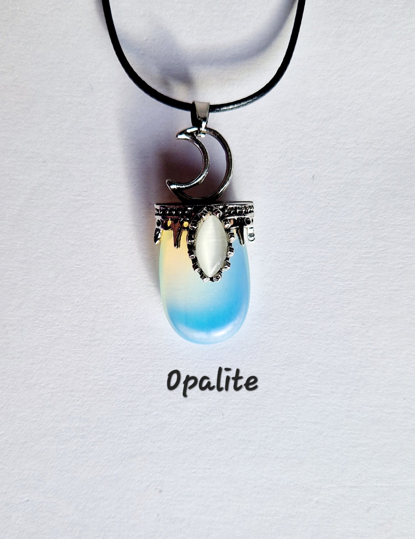 Crescent Moon Gemstone Pendant