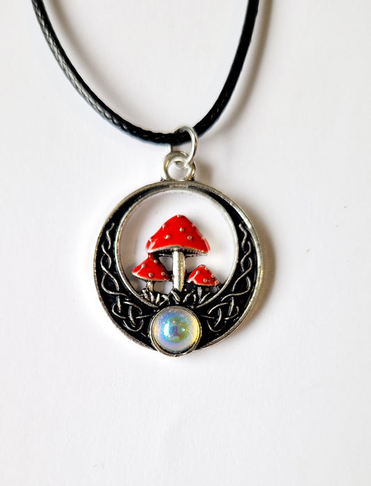 Mushroom and Moon Phases Necklace