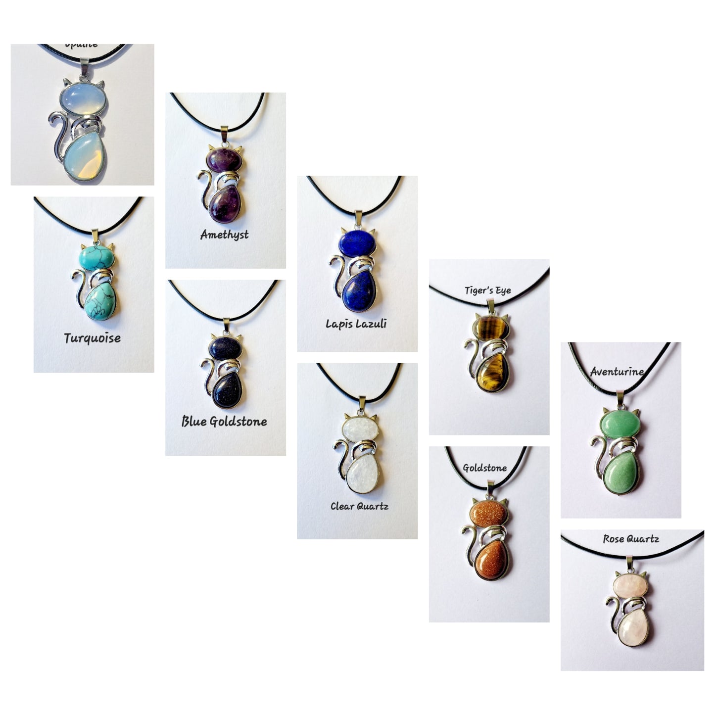 Gemstone Cat Necklaces