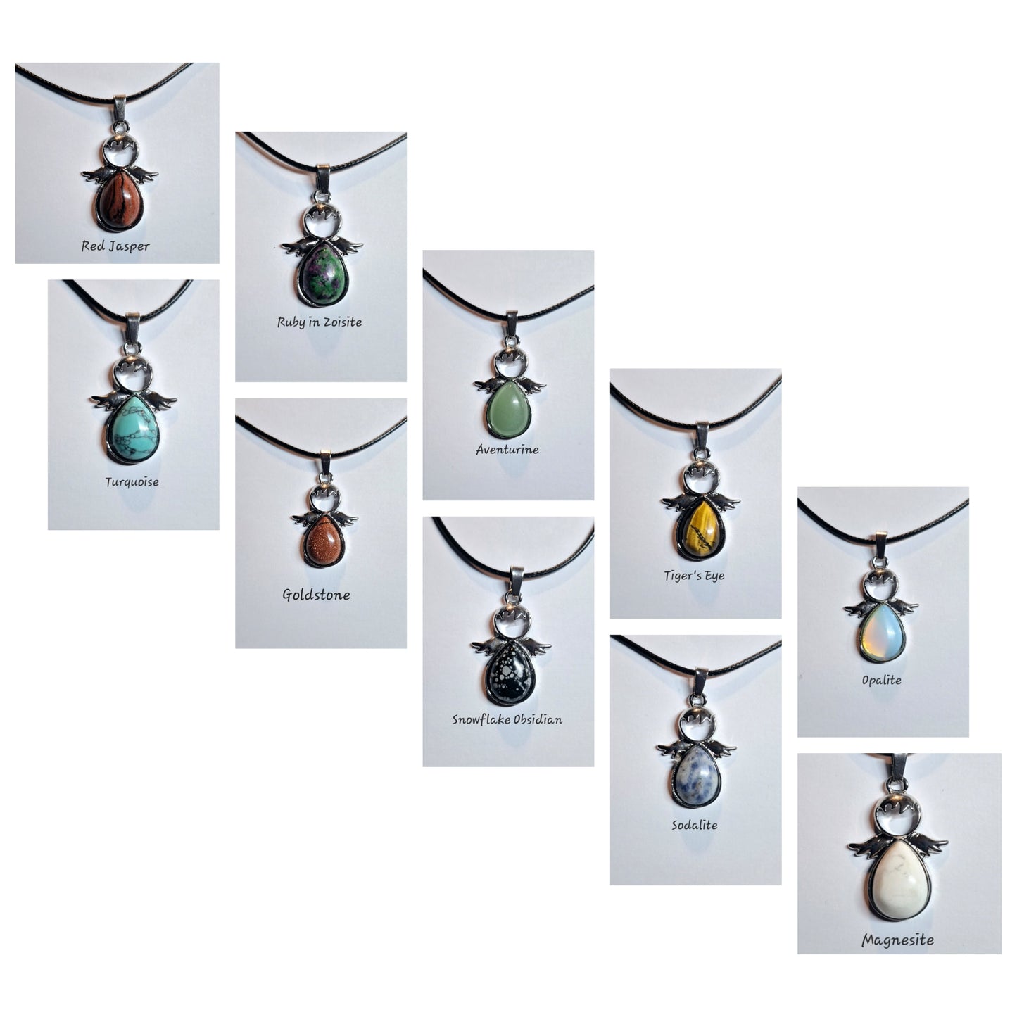 Gemstone Angel Pendant Necklaces