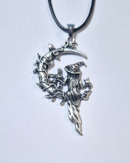 Witch on the Moon Necklace – A Touch of Lunar Magic
