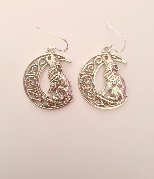 Howling Wolf on the Moon Earrings