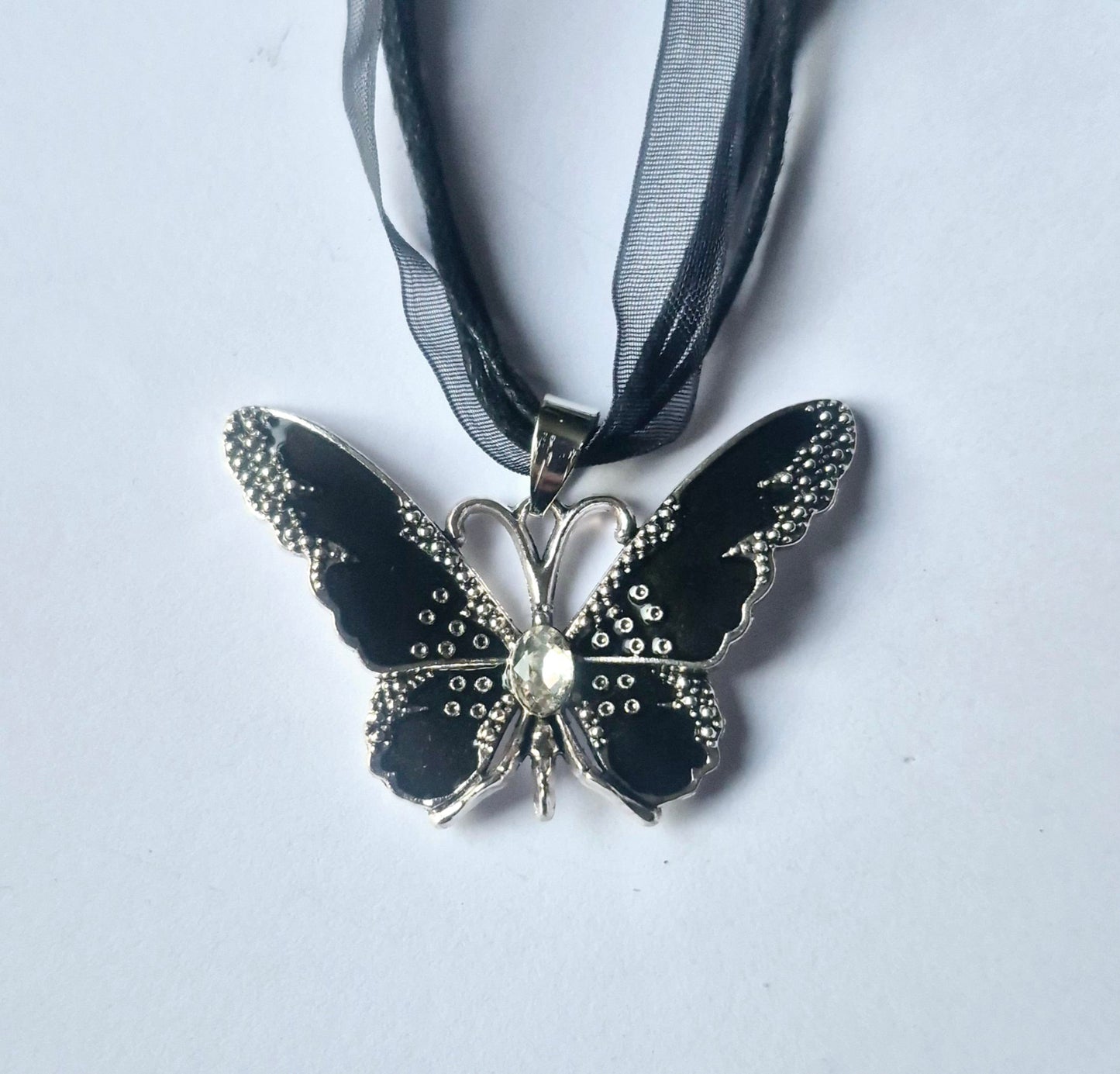 Ribbon and Cord Butterfly Necklaces