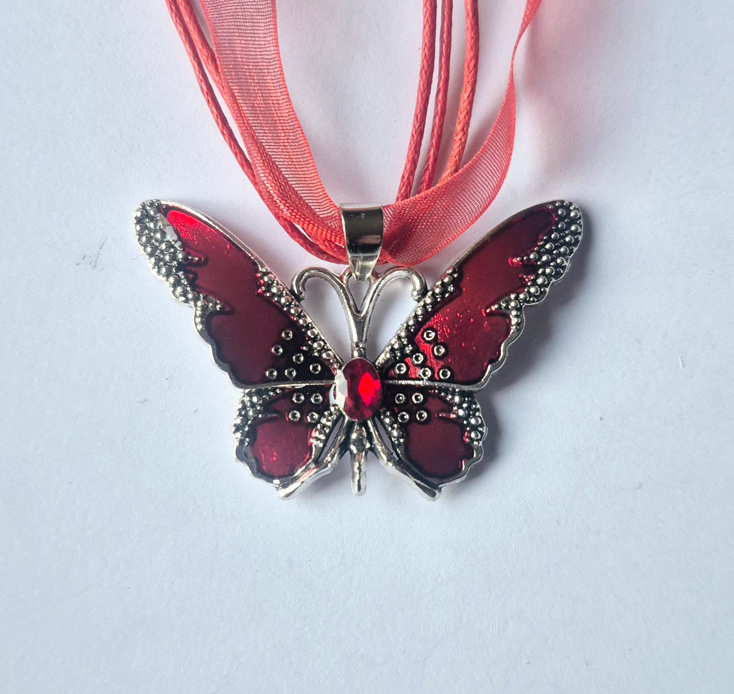 Ribbon and Cord Butterfly Necklaces