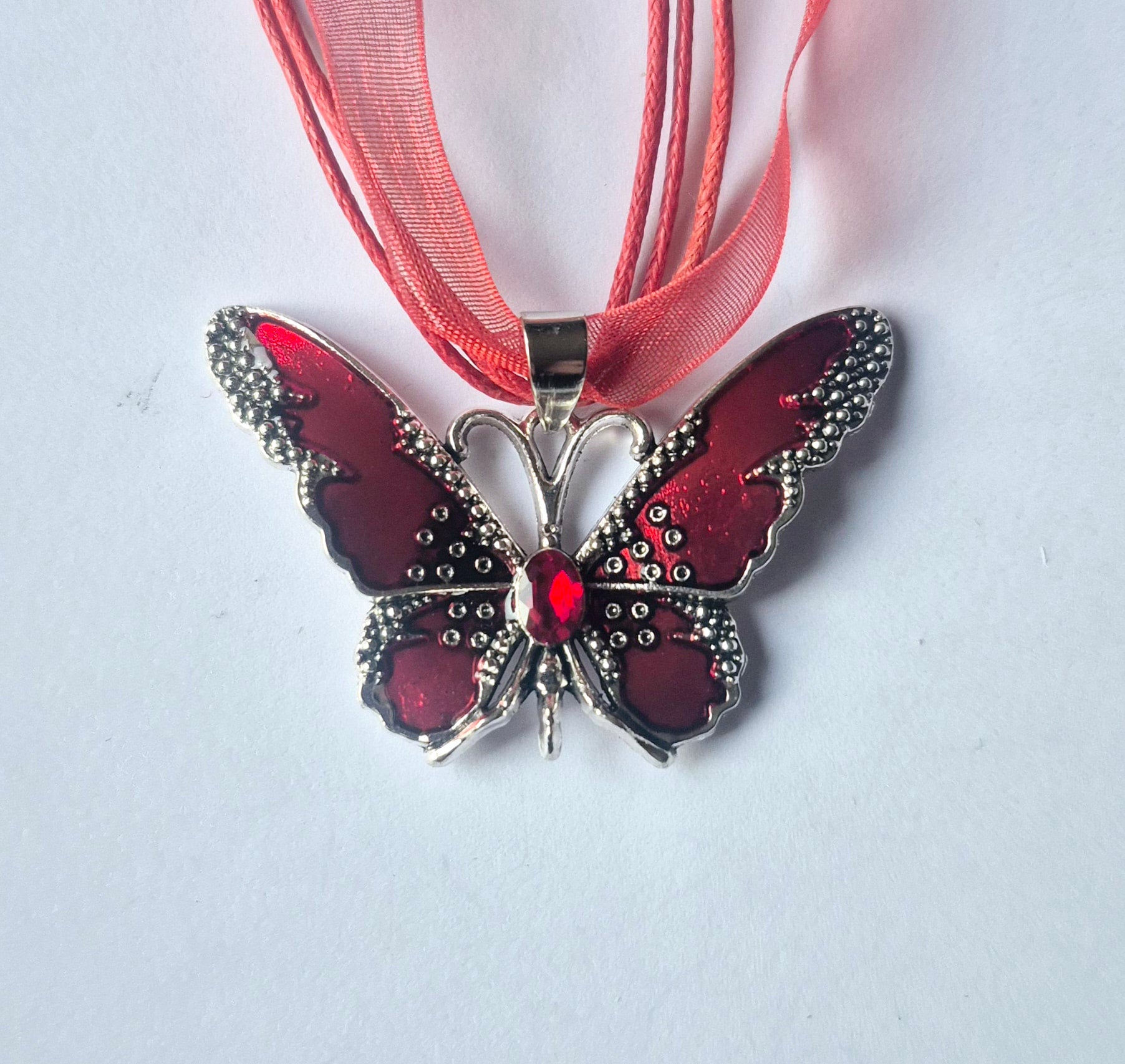 Ribbon and Cord Butterfly Necklaces