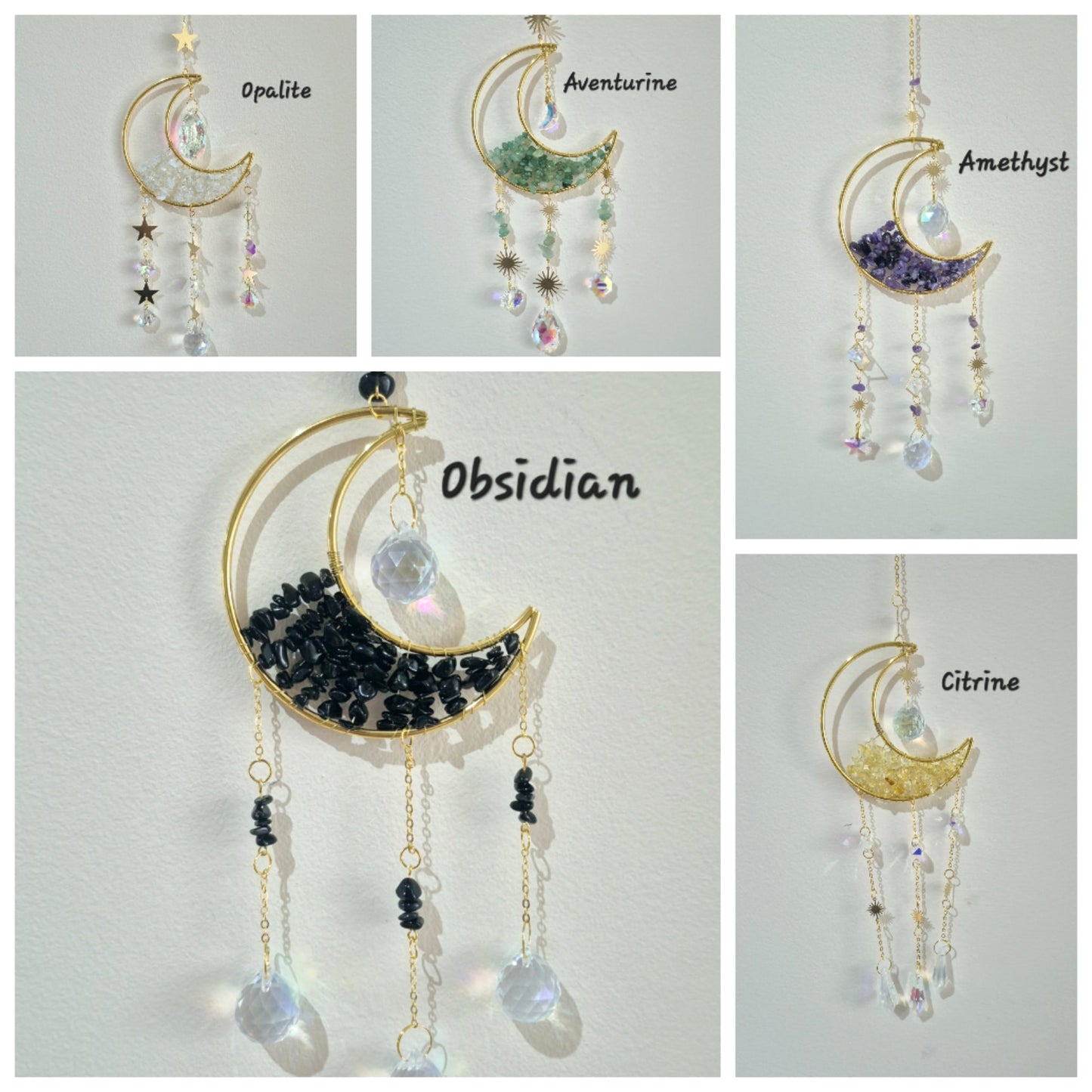 Gemstone Moon Suncatchers
