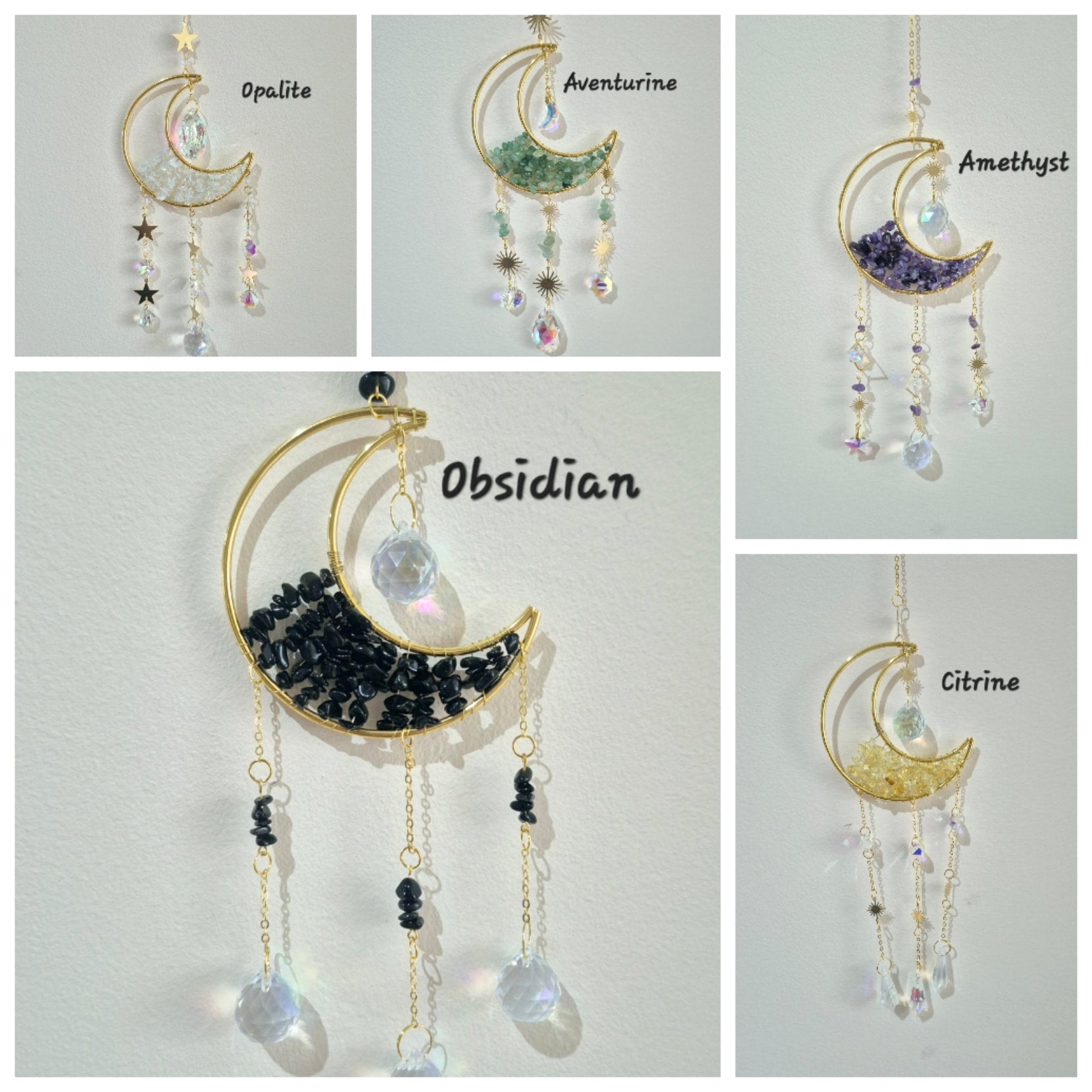 Gemstone Moon Suncatchers