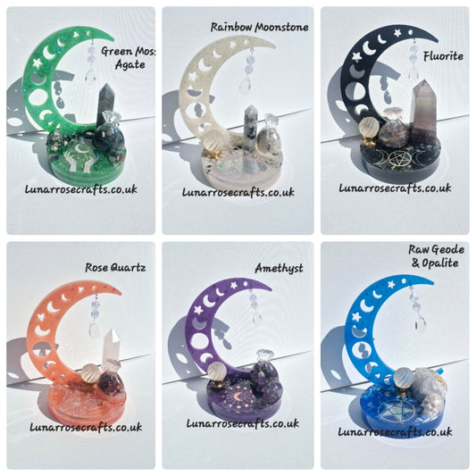 Gemstone Moon Ornaments