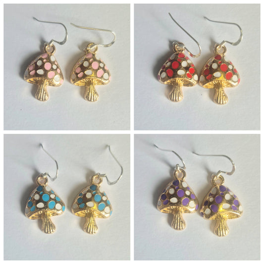 Enamel Mushroom Earrings